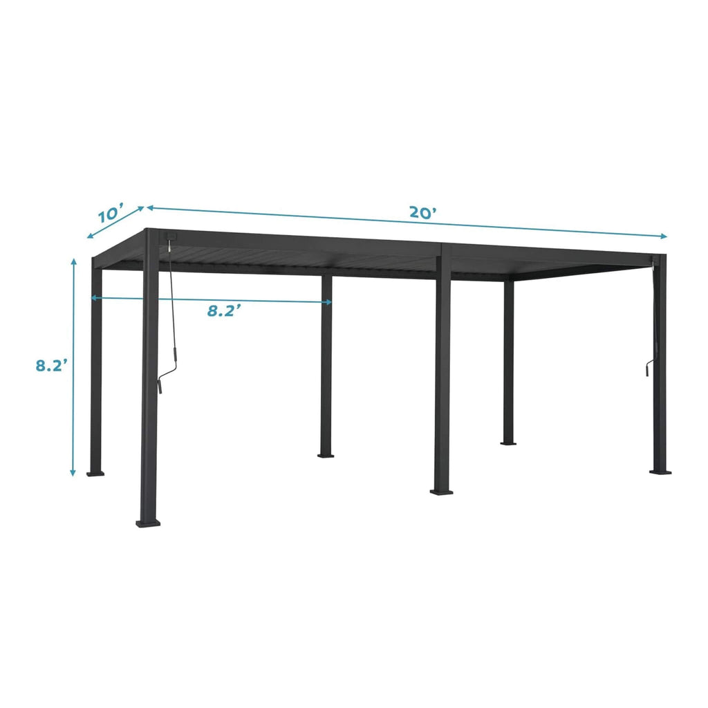 [10X20FT] Alora Modern Outdoor Adjustable Charcoal Louvered Pergola With Screens And Built-In Drainage (SAK64973) – SAKSBY WH