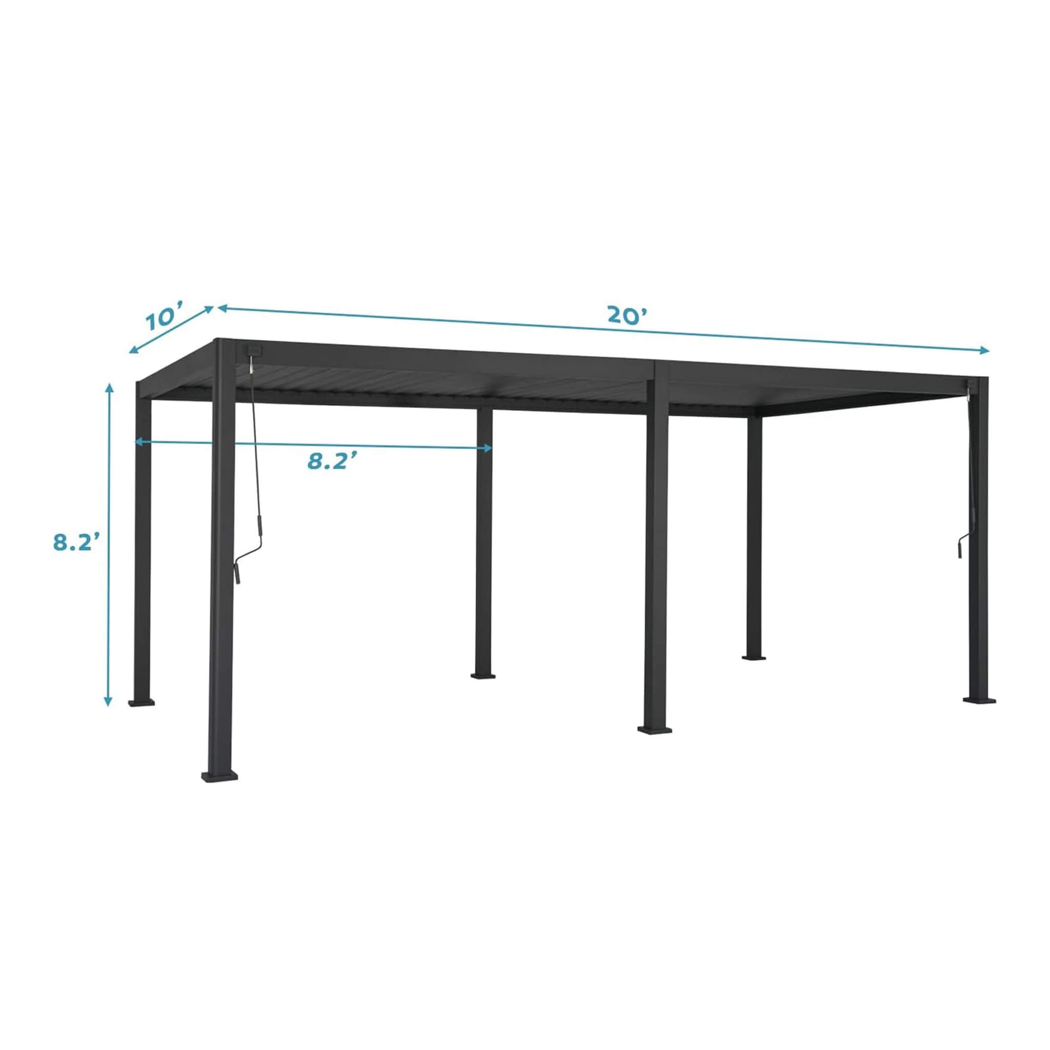 [10X20FT] Alora Modern Outdoor Adjustable Charcoal Louvered Pergola With Screens And Built-In Drainage (SAK64973) – SAKSBY WH