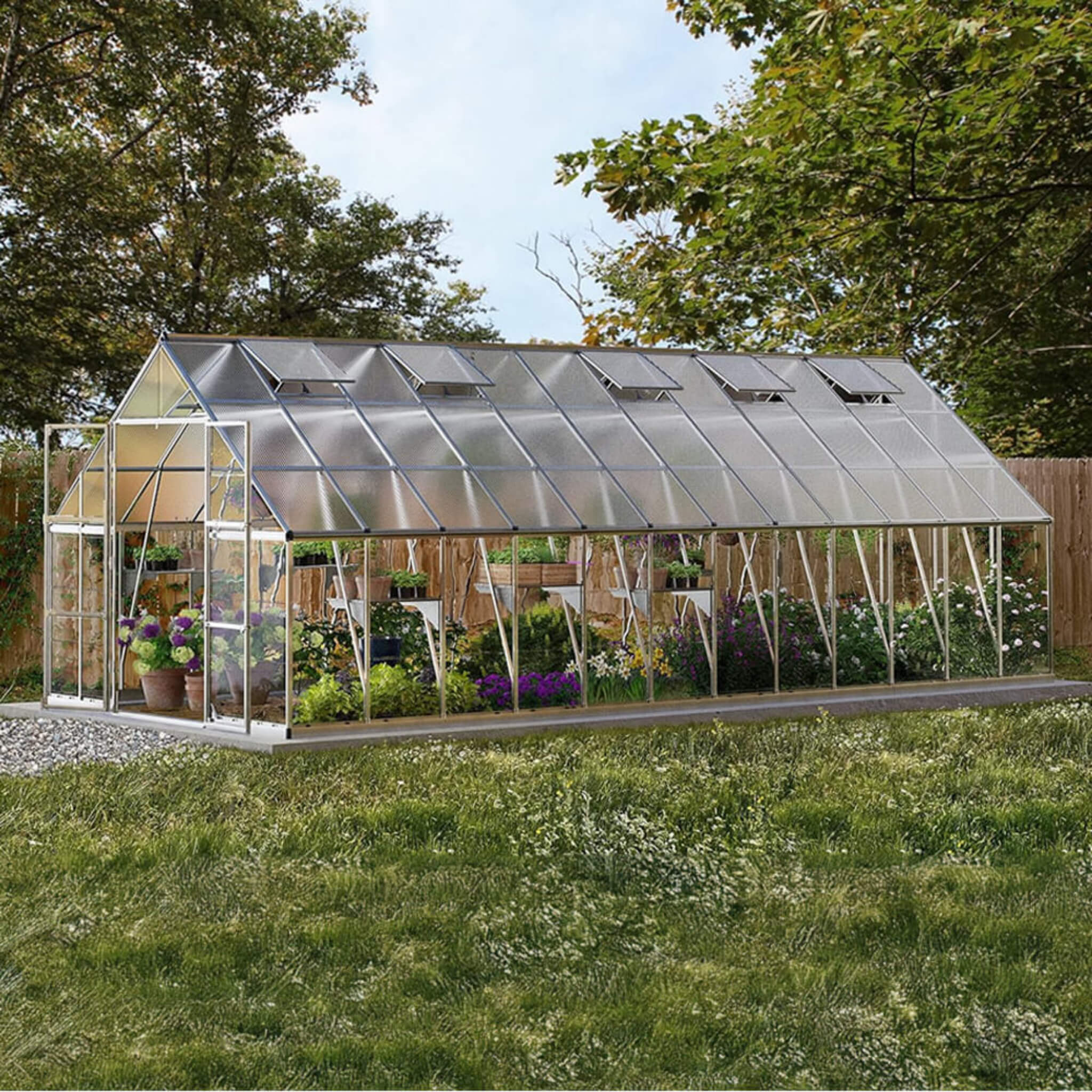 [10X24FT] Premium Heavy-Duty Polycarbonate Walk-In Greenhouse W/ Aluminum Frame & Built-In Gutter System (SAK58472) – SAKSBY 