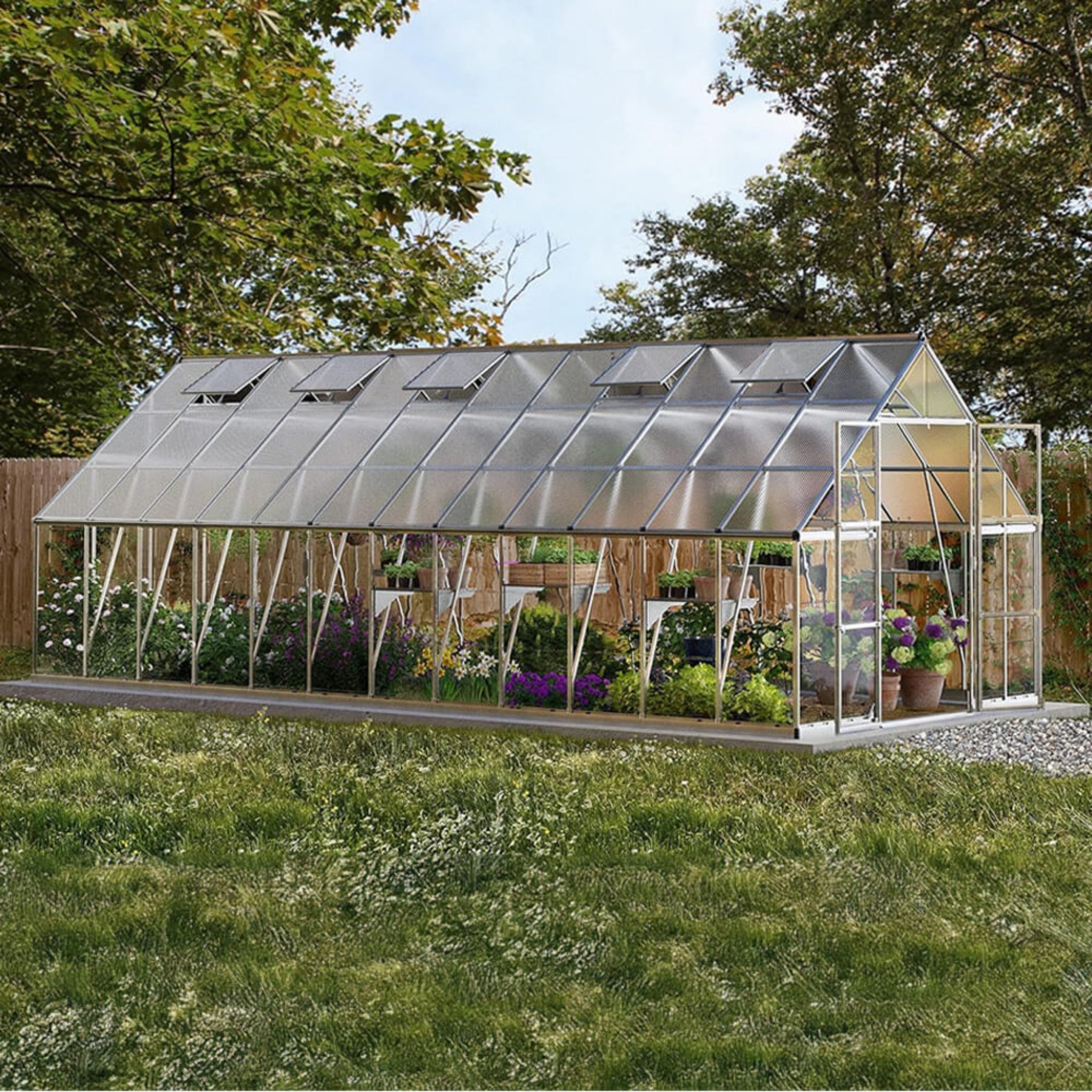 [10X24FT] Premium Heavy-Duty Polycarbonate Walk-In Greenhouse W/ Aluminum Frame & Built-In Gutter System (SAK58472) – SAKSBY 