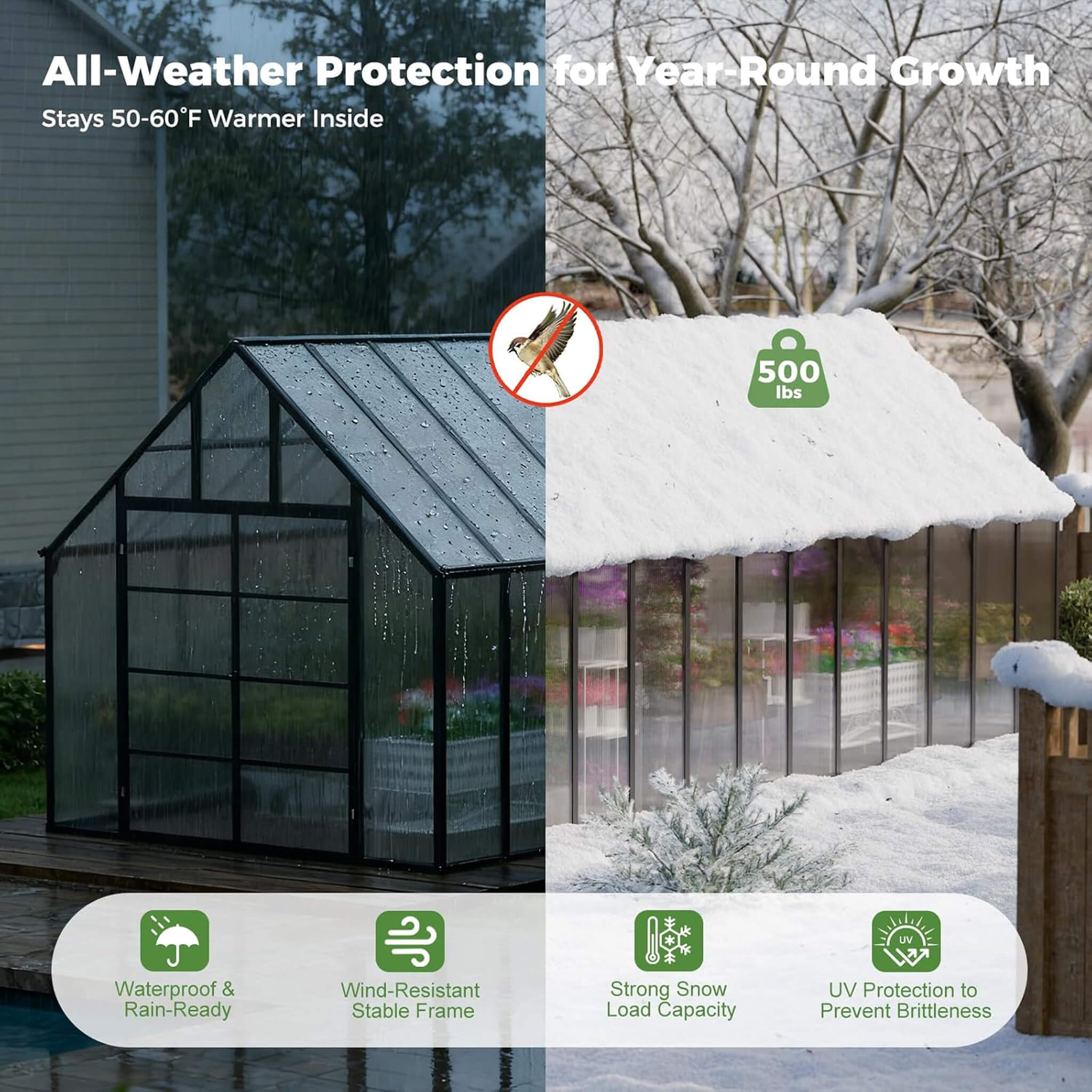 [10X24FT] Heavy-Duty Outdoor Aluminum Polycarbonate Greenhouse With Roof Vents And Swing Doors, 4MM (SAK97032) – SAKSBY WHOLE