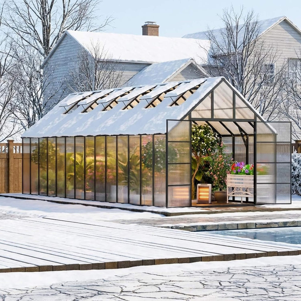[10X28FT] Heavy-Duty Outdoor Aluminum Polycarbonate Greenhouse With Roof Vents And Swing Doors, 4MM (SAK24618) – SAKSBY WHOLE