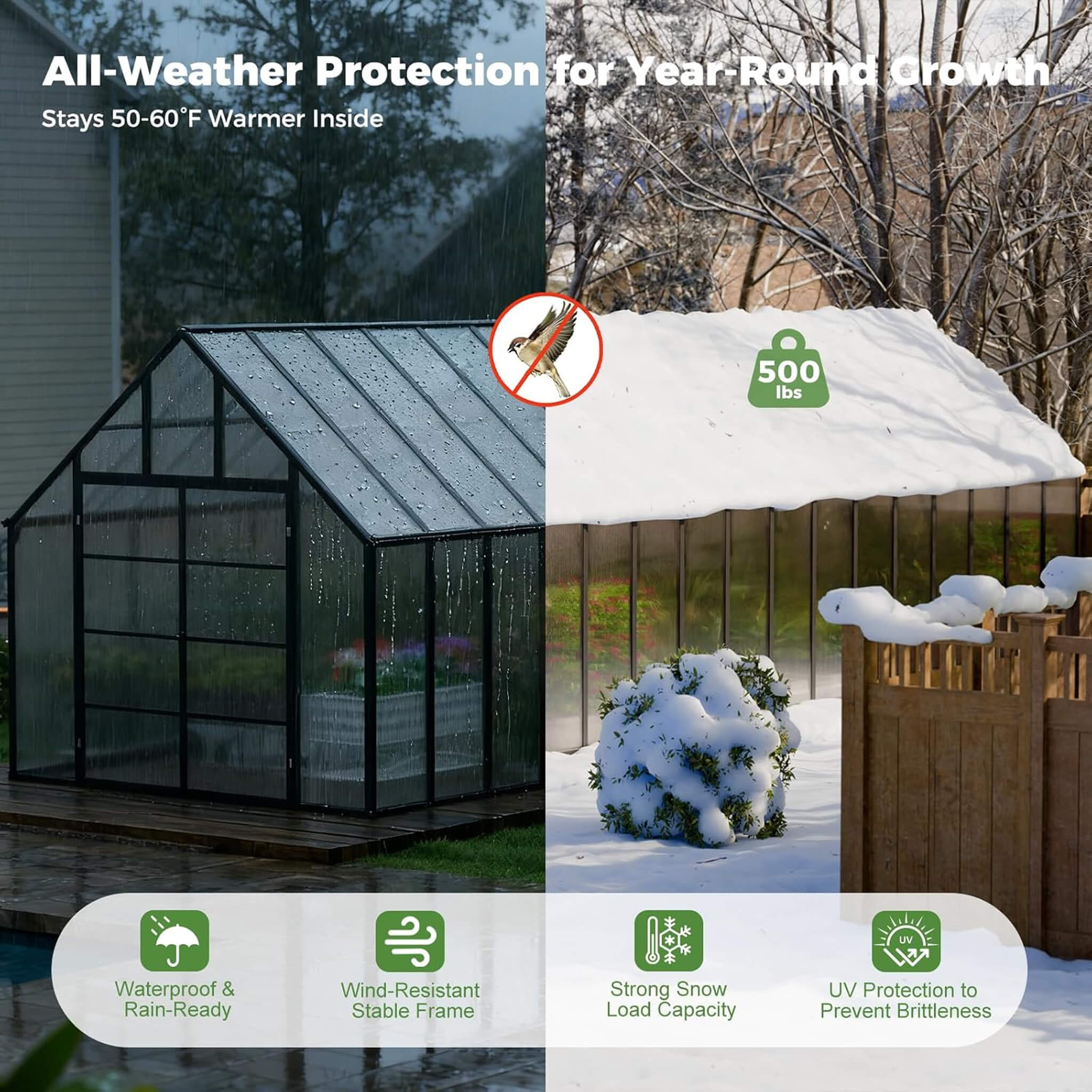 [10X32FT] Heavy-Duty Outdoor Aluminum Polycarbonate Greenhouse With Roof Vents And Swing Doors, 4MM (SAK10483) – SAKSBY WHOLE