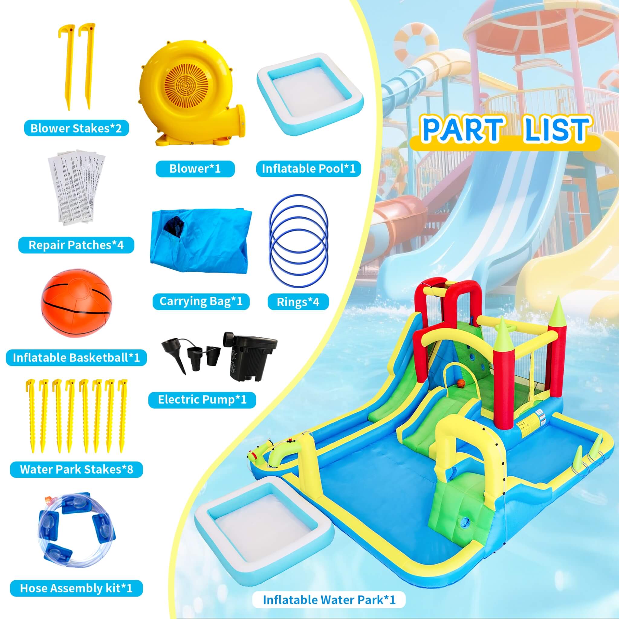 Large 11-In-1 Inflatable Water Park With Slides, Pool, Climbing Wall, And Bounce House (SAK70491) – SAKSBY WHOLESALE, view 8