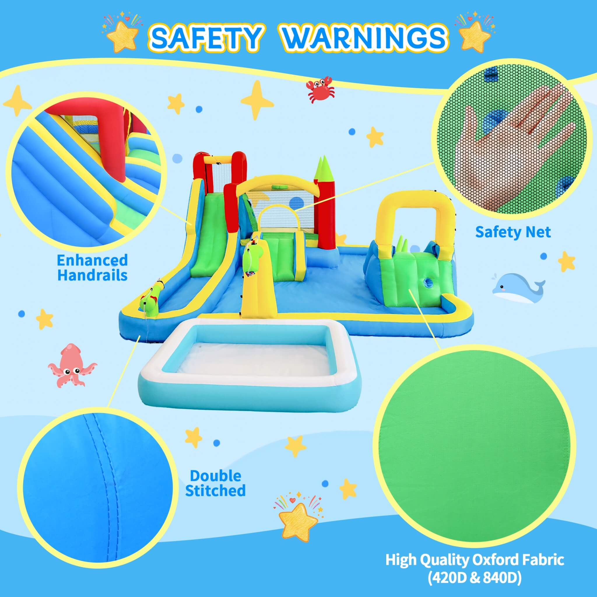 Large 11-In-1 Inflatable Water Park With Slides, Pool, Climbing Wall, And Bounce House (SAK70491) – SAKSBY WHOLESALE, view 6