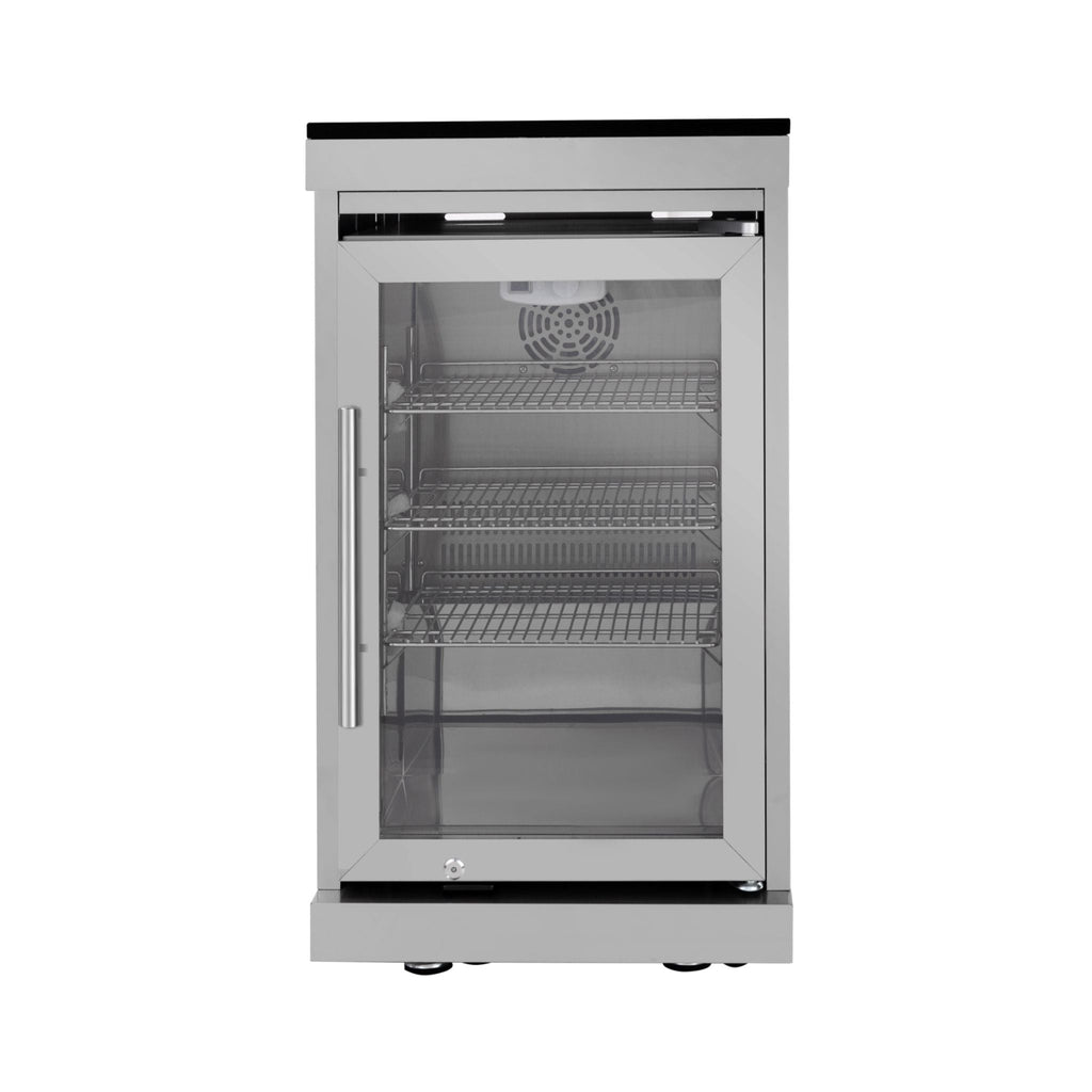 Castelle Flame Imperial 110-Inch 4-Burner 72K BTU Deluxe Stainless Steel Outdoor Kitchen Grill Island With Wine Cooler, Rotis