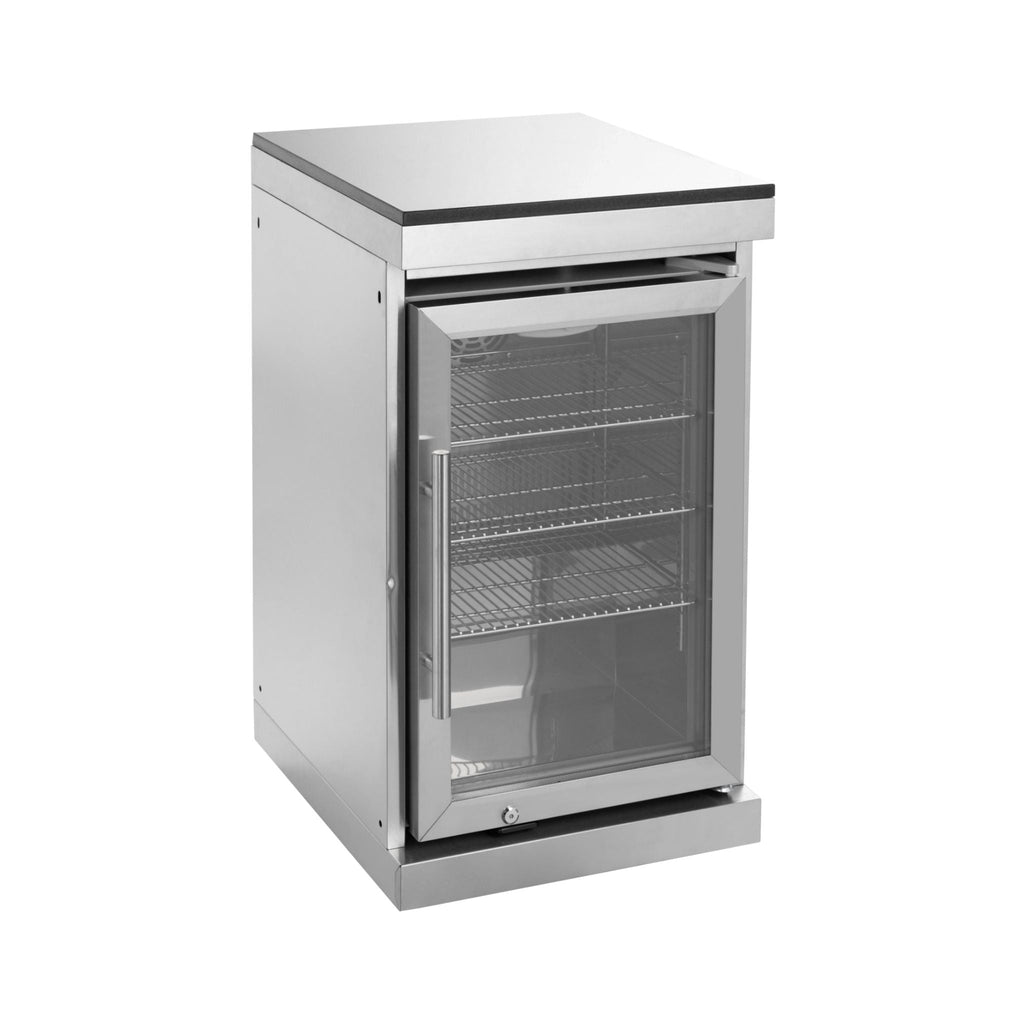 Castelle Flame Imperial 110-Inch 4-Burner 72K BTU Deluxe Stainless Steel Outdoor Kitchen Grill Island With Wine Cooler, Rotis