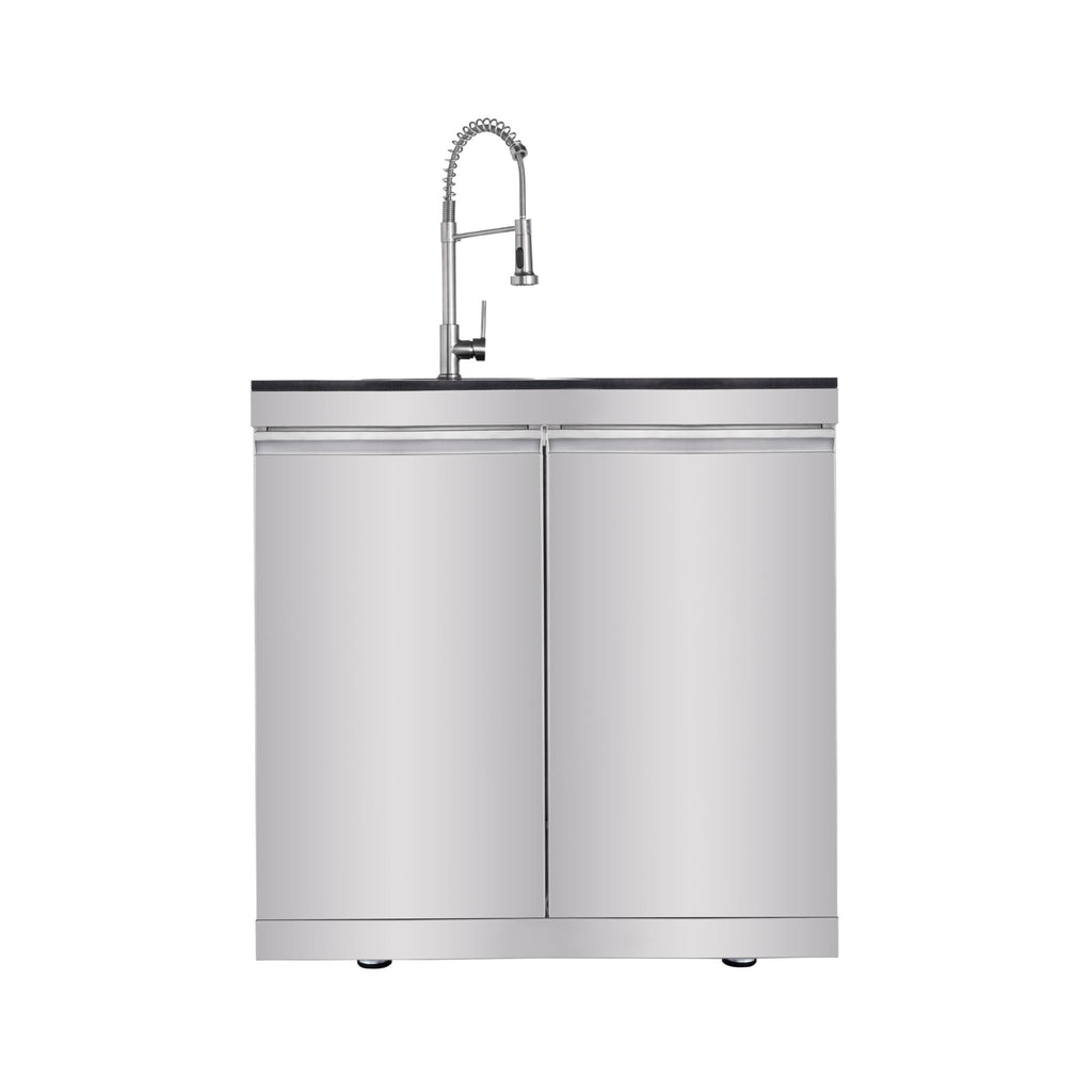 Castelle Flame Imperial 110-Inch 4-Burner 72K BTU Deluxe Stainless Steel Outdoor Kitchen Grill Island With Wine Cooler, Rotis