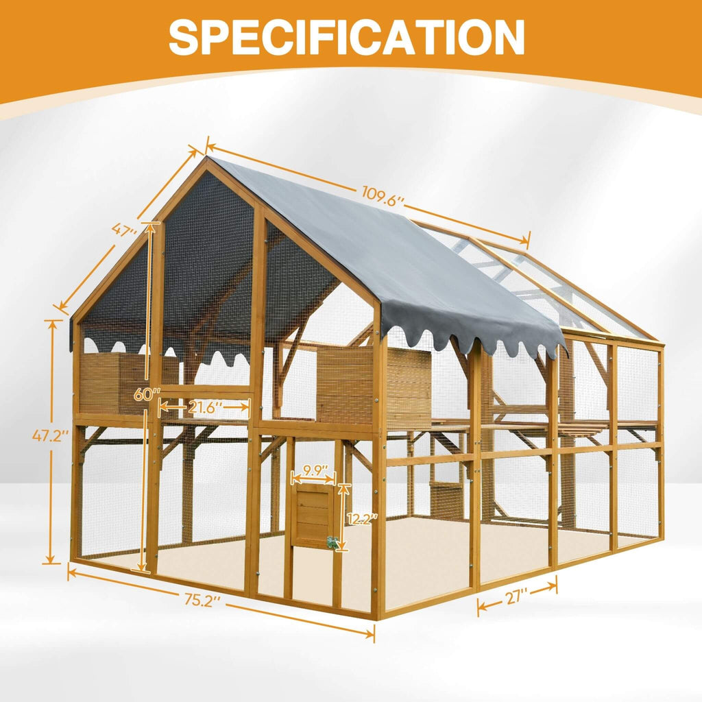 110-Inch Large Outdoor Kitten Playpen Chicken Coop With Waterproof Cover (SAK15370) – SAKSBY WHOLESALE, view 11