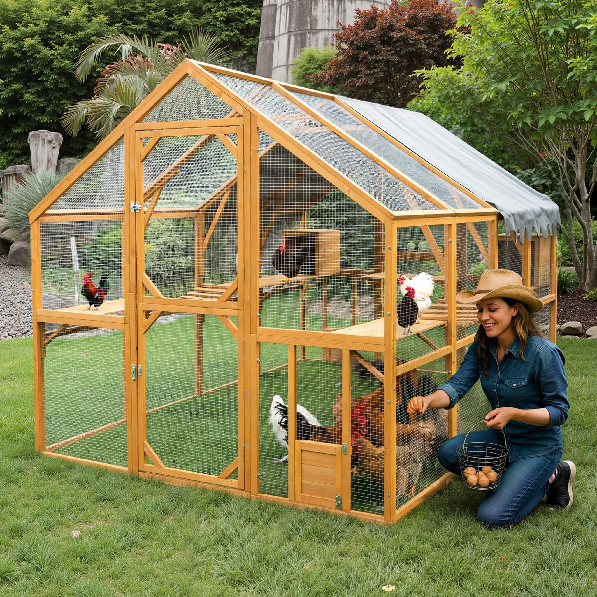 110-Inch Large Outdoor Kitten Playpen Chicken Coop With Waterproof Cover (SAK15370) – SAKSBY WHOLESALE, view 6