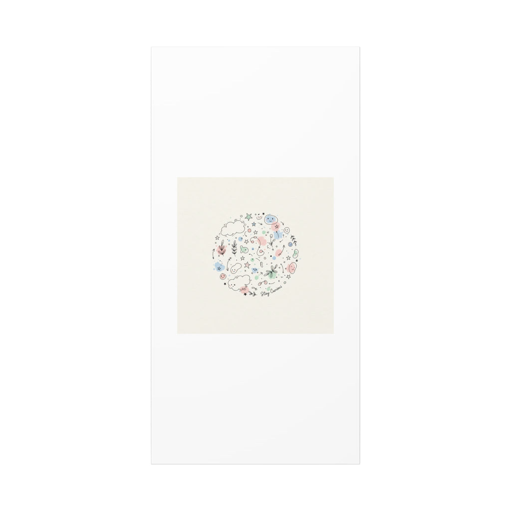 Doodle Circle Line Drawing Matte Canvas, Hand-Drawn Sketch Art