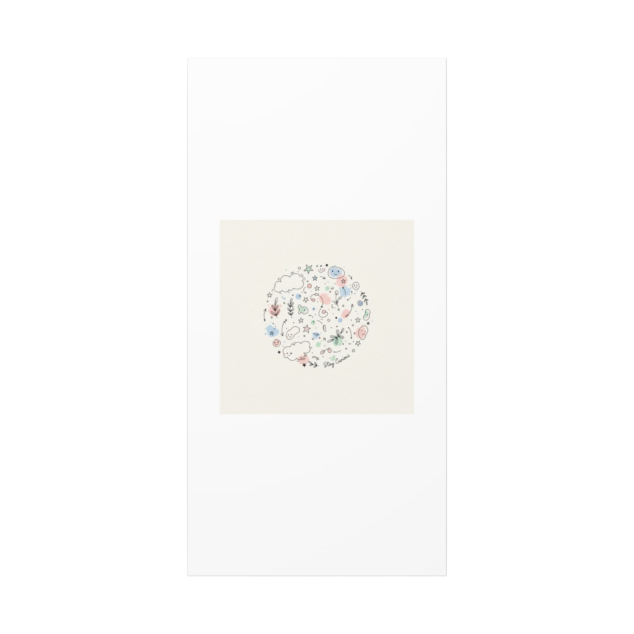 Doodle Circle Line Drawing Matte Canvas, Hand-Drawn Sketch Art