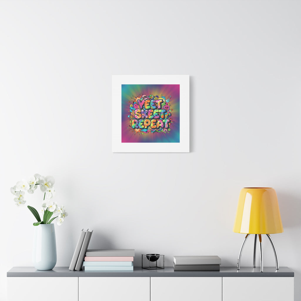 Yeet Skeet Repeat Canvas | Slogan & Glitch Graphic, Meme Phrase Wall Art
