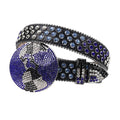 Rhinestone Belt Store Black Strap with Purple & Blue Crystal Rhinestones —…