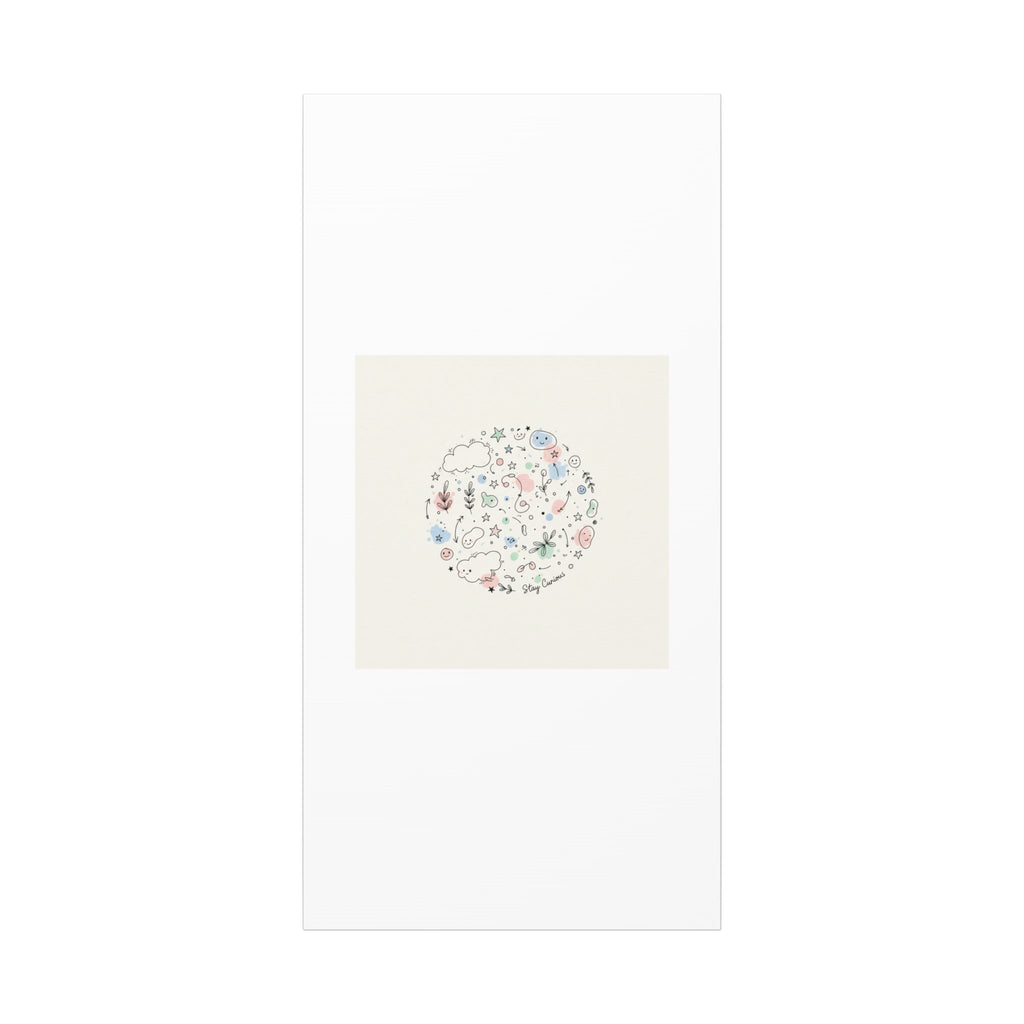 Doodle Circle Line Drawing Matte Canvas, Hand-Drawn Sketch Art