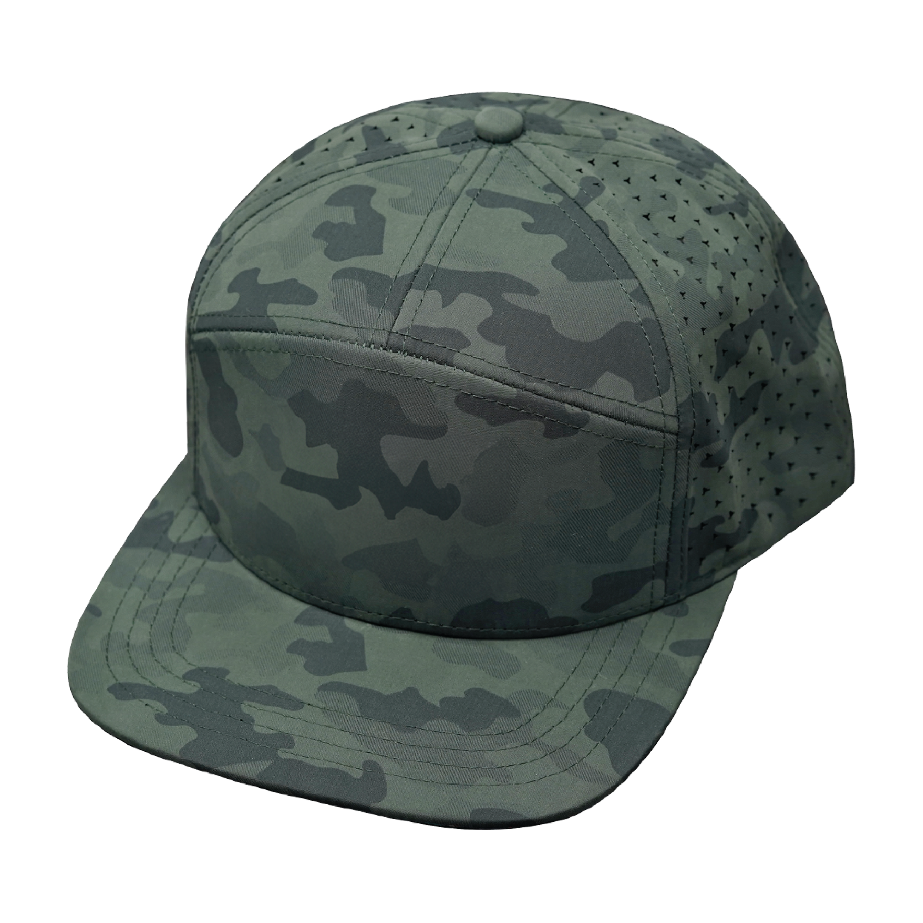 The Heartbeat Brand Blank 7 Panel Hat — Soft Teal Camo (Unisex) — main product shot