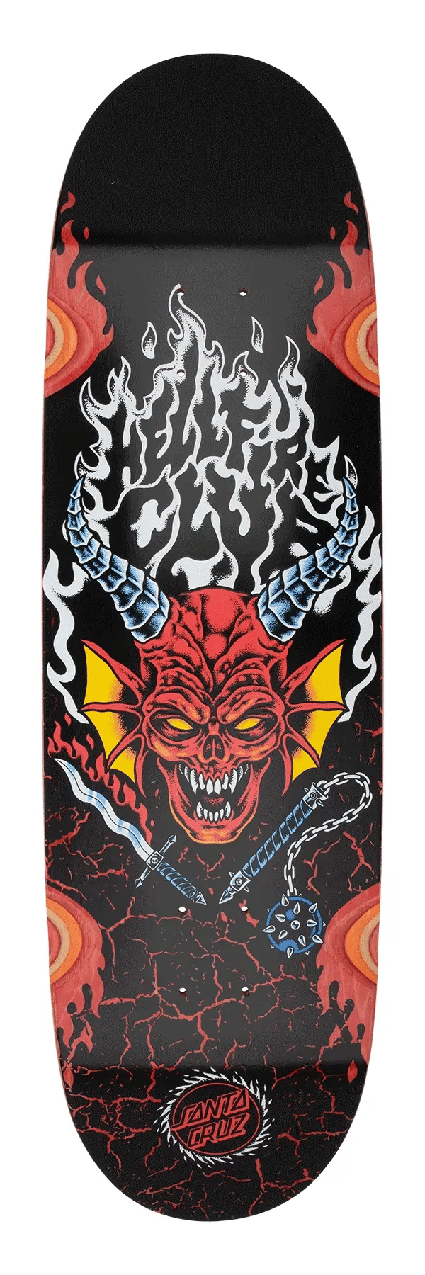 Santa Cruz x Stranger Things Hellfire Club Flames Skateboard Deck - 9″