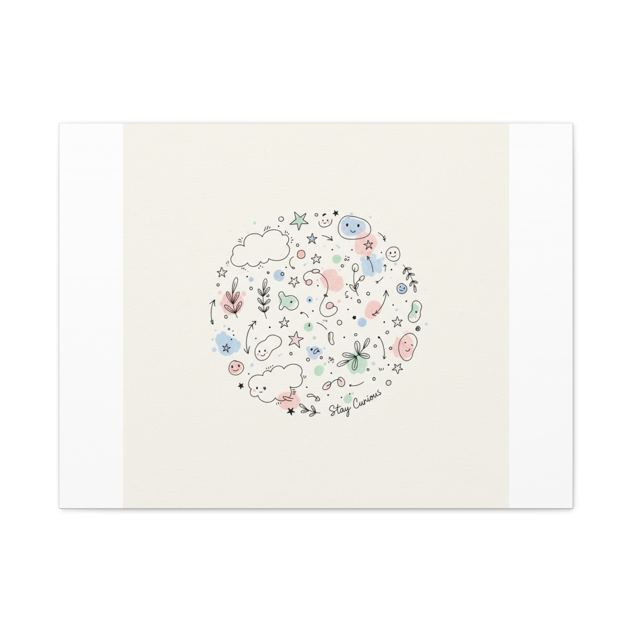 Doodle Circle Line Drawing Matte Canvas, Hand-Drawn Sketch Art