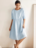 LINTICO 100% Linen A-Line Midi Dress VALENCIA — main product shot