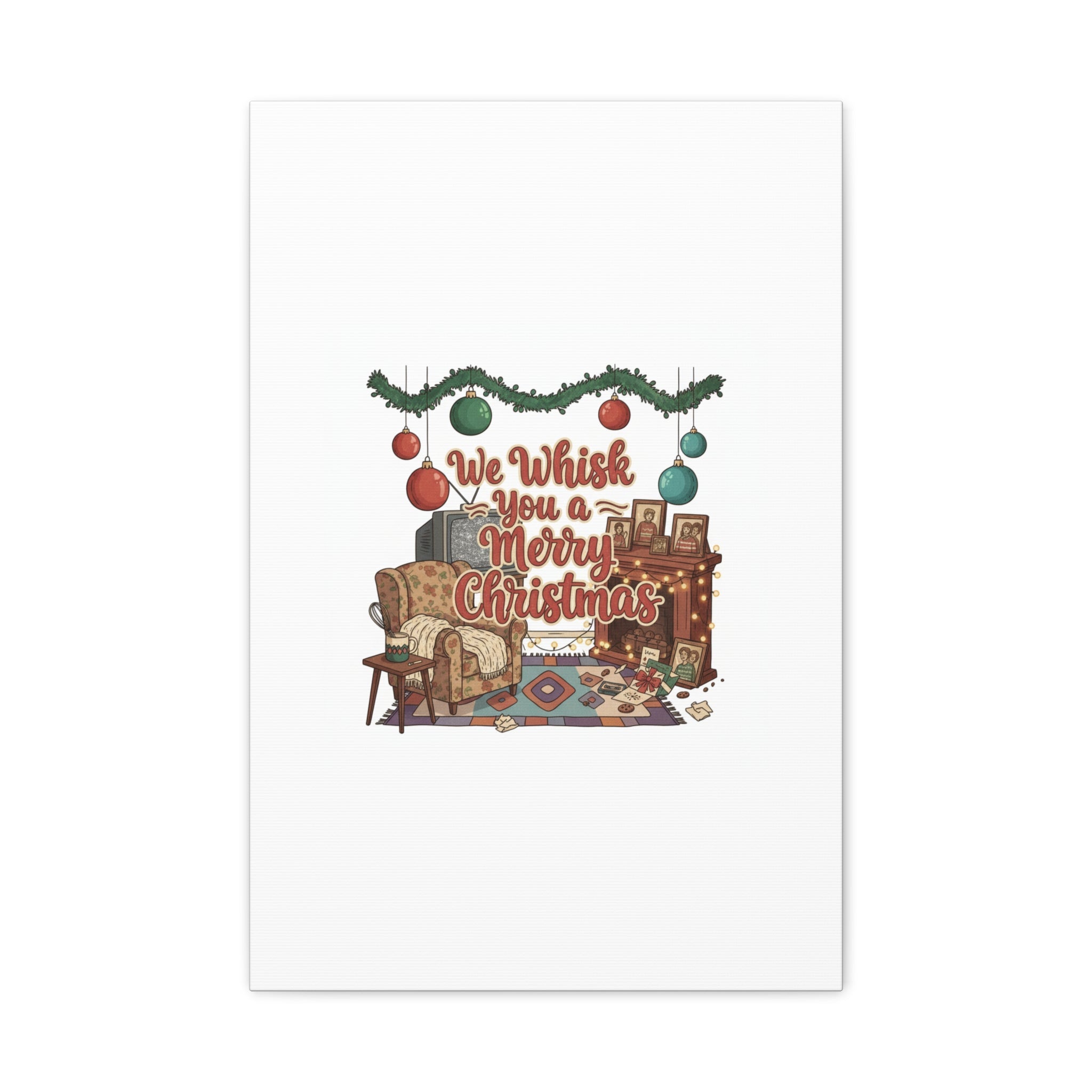 We Whisk You a Merry Christmas Canvas | Retro Christmas Decor, Vintage Holiday Print