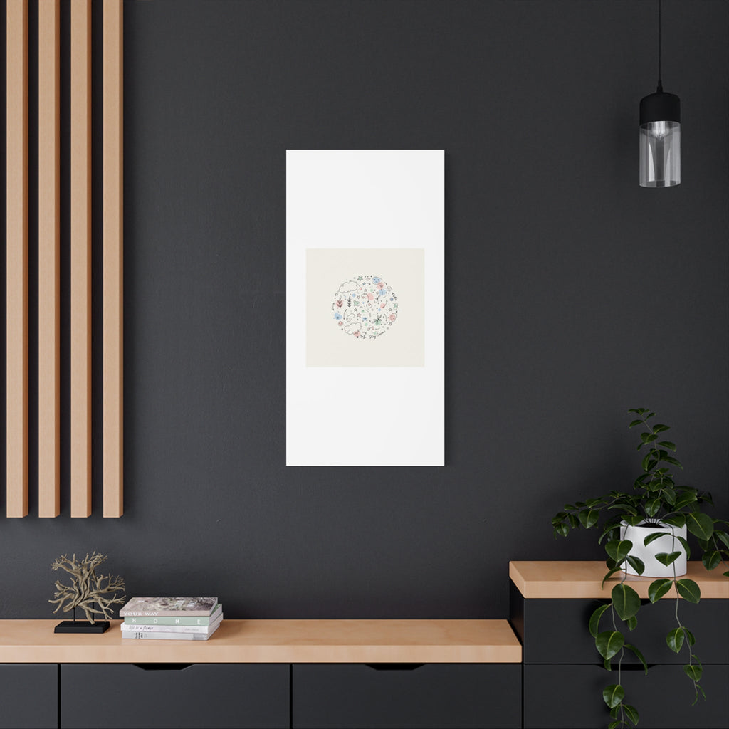 Doodle Circle Line Drawing Matte Canvas, Hand-Drawn Sketch Art