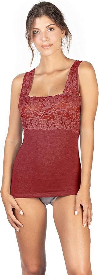 tittimitti EGI Luxury Modal Women's Lace-Trimmed Tank Top. Proudly Made in Italy (1137) — color detail