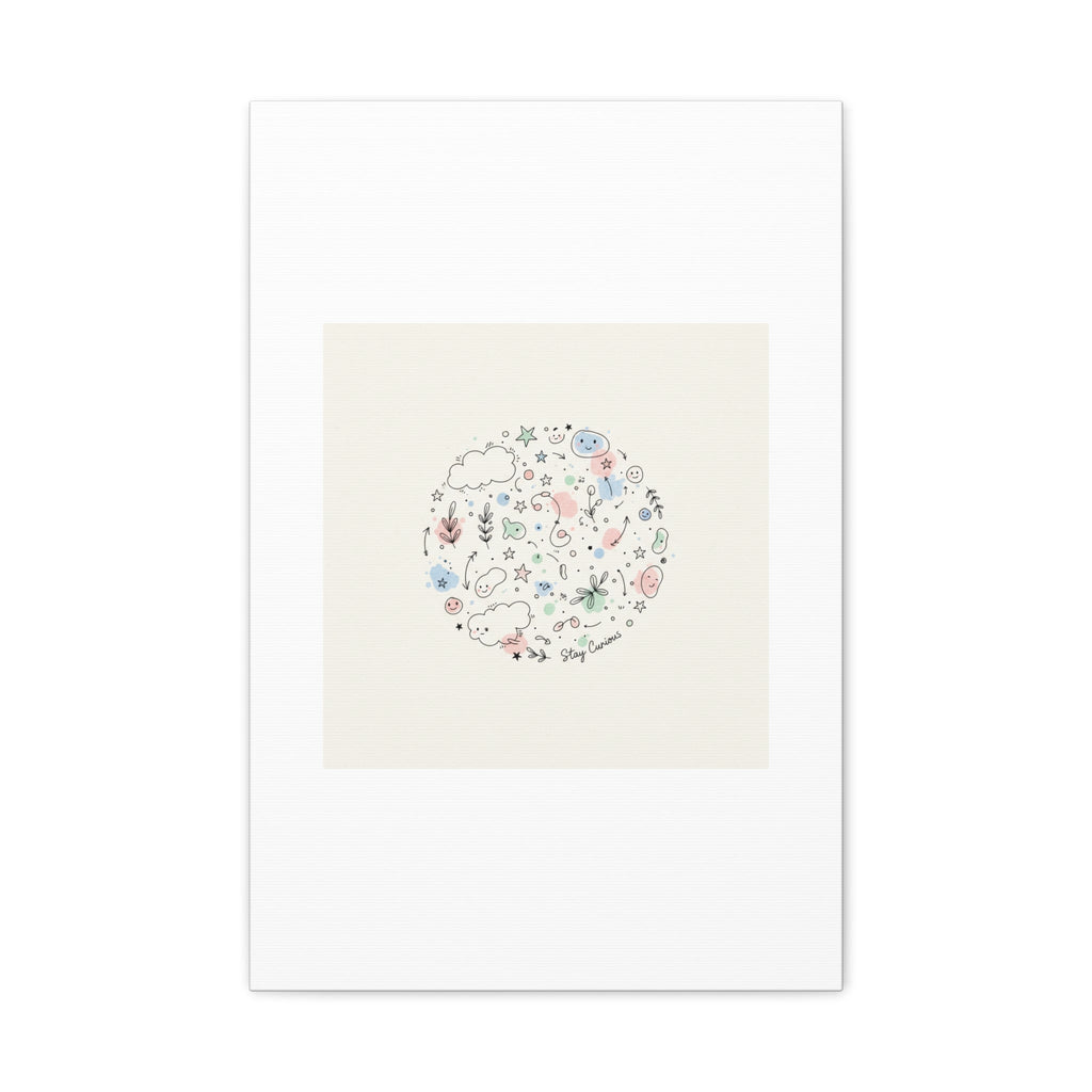 Doodle Circle Line Drawing Matte Canvas, Hand-Drawn Sketch Art