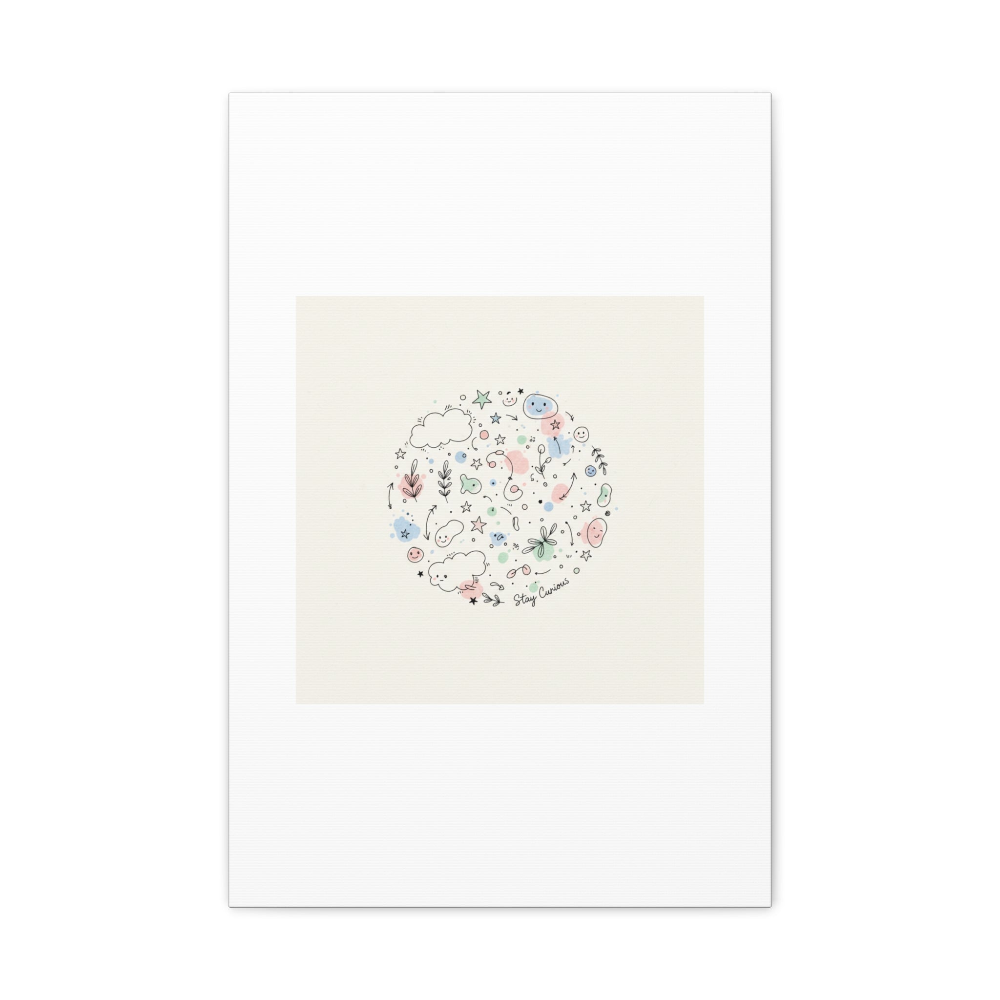 Doodle Circle Line Drawing Matte Canvas, Hand-Drawn Sketch Art