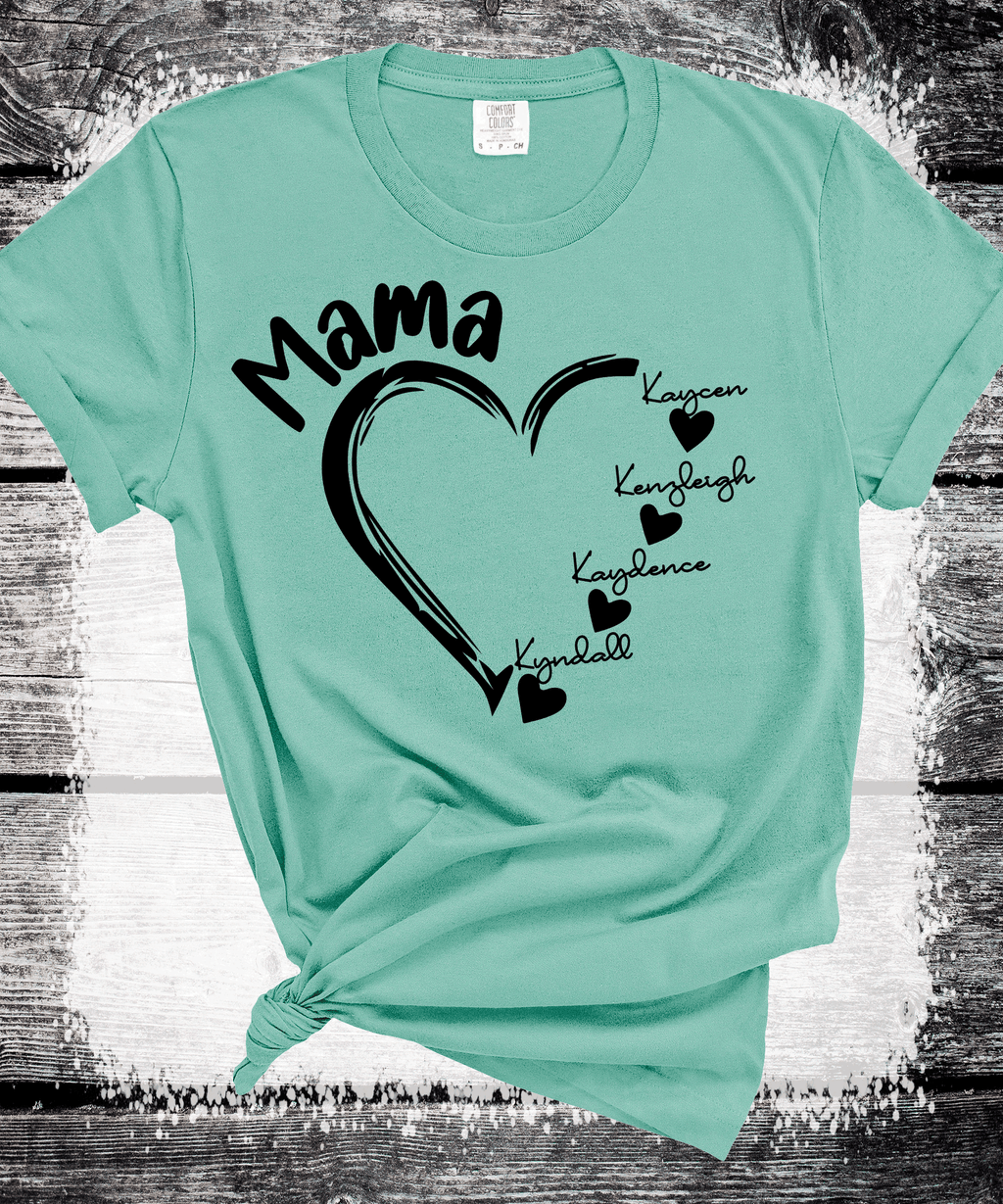 A Blessed Texas Mess Boutique Comfort Colors®  Custom Mama Shirt, Personalized Mom Shirt, Shirt with Kids… — construction detail
