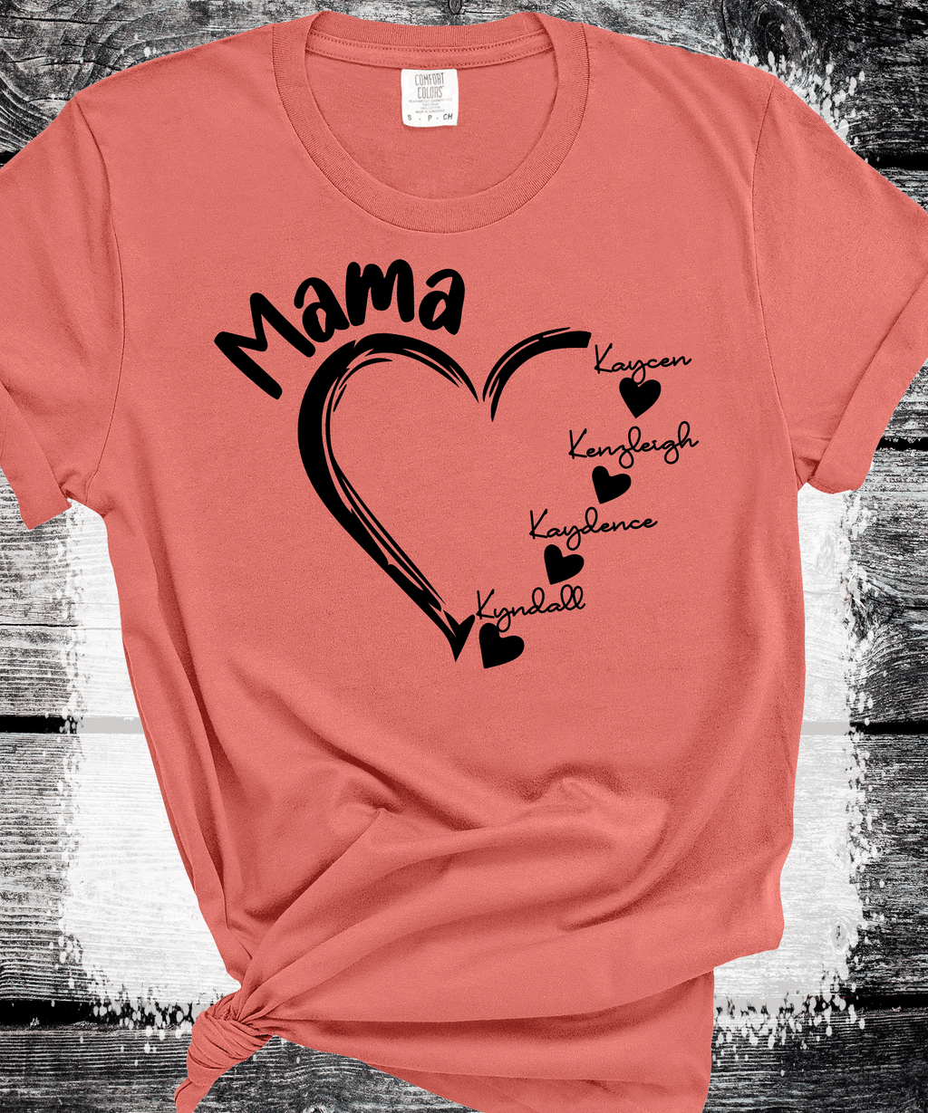 A Blessed Texas Mess Boutique Comfort Colors®  Custom Mama Shirt, Personalized Mom Shirt, Shirt with Kids… — detail shot 9