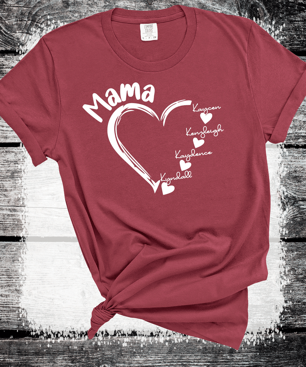 A Blessed Texas Mess Boutique Comfort Colors®  Custom Mama Shirt, Personalized Mom Shirt, Shirt with Kids… — main product shot