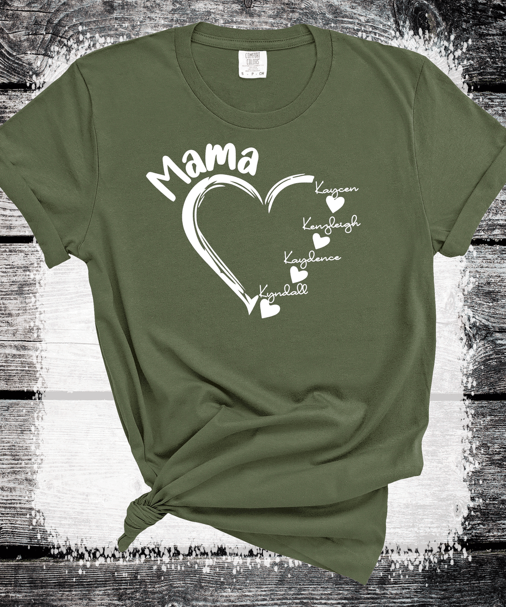 A Blessed Texas Mess Boutique Comfort Colors®  Custom Mama Shirt, Personalized Mom Shirt, Shirt with Kids… — detail and construction