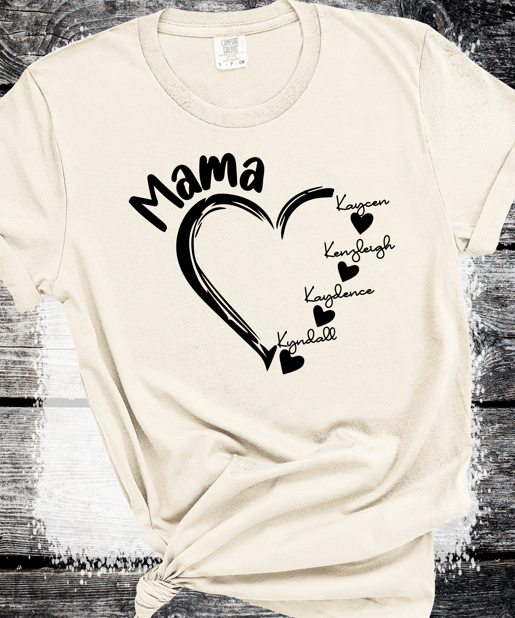 A Blessed Texas Mess Boutique Comfort Colors®  Custom Mama Shirt, Personalized Mom Shirt, Shirt with Kids… — main product shot