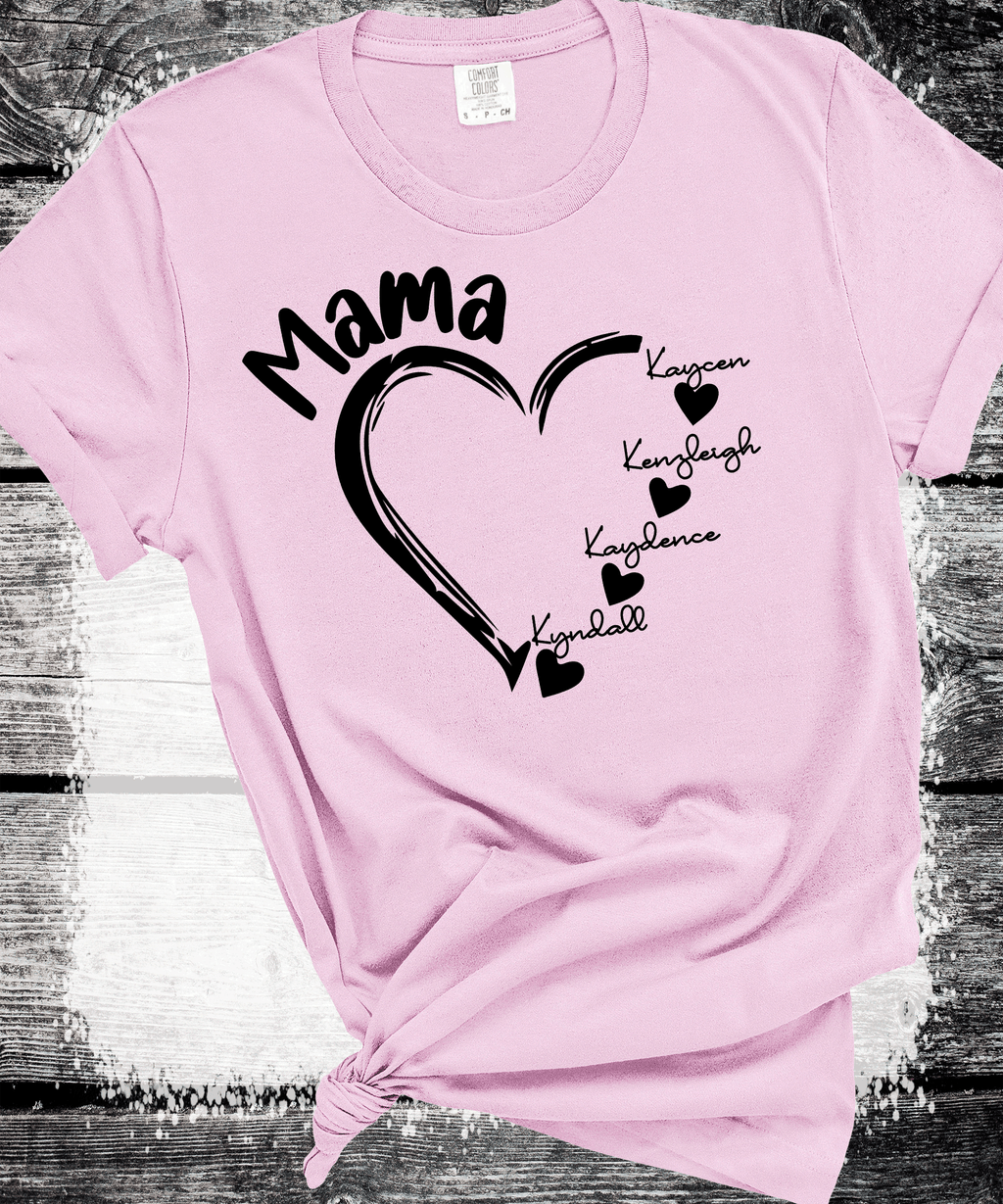 A Blessed Texas Mess Boutique Comfort Colors®  Custom Mama Shirt, Personalized Mom Shirt, Shirt with Kids… — dtf / graphic shirts category context