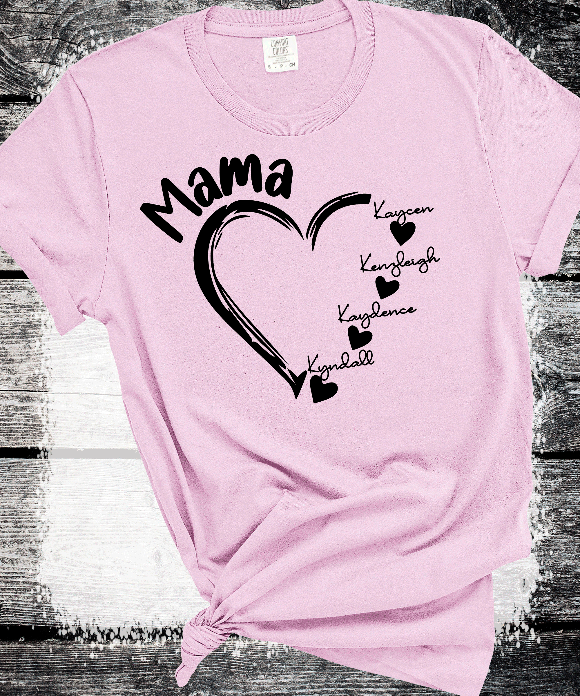 A Blessed Texas Mess Boutique Comfort Colors®  Custom Mama Shirt, Personalized Mom Shirt, Shirt with Kids… — dtf / graphic shirts category context