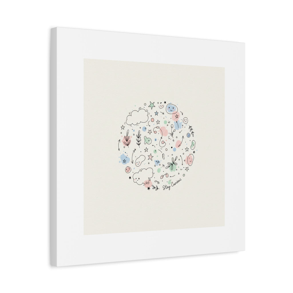 Doodle Circle Line Drawing Matte Canvas, Hand-Drawn Sketch Art