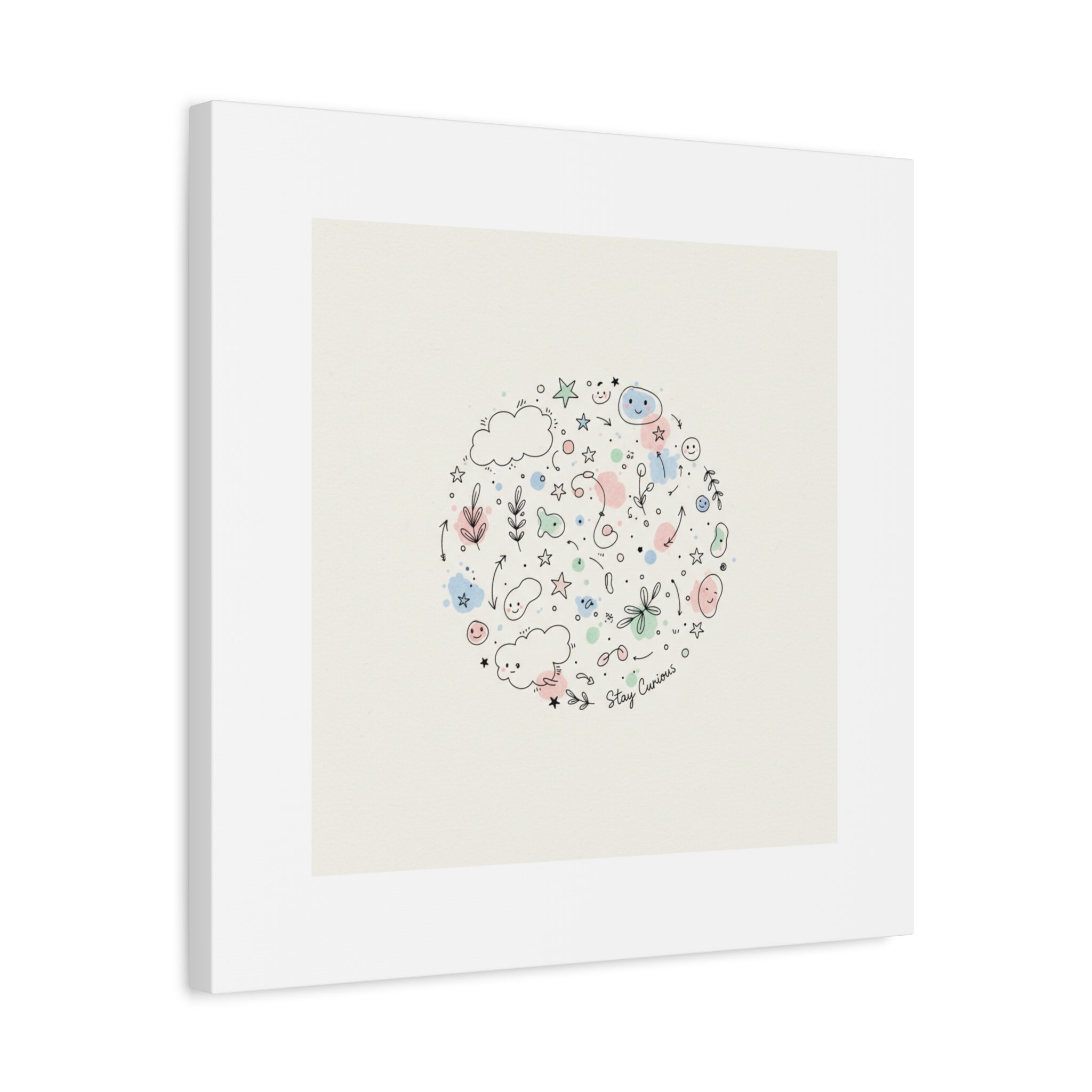 Doodle Circle Line Drawing Matte Canvas, Hand-Drawn Sketch Art