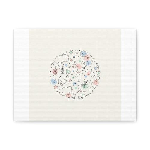 Doodle Circle Line Drawing Matte Canvas, Hand-Drawn Sketch Art