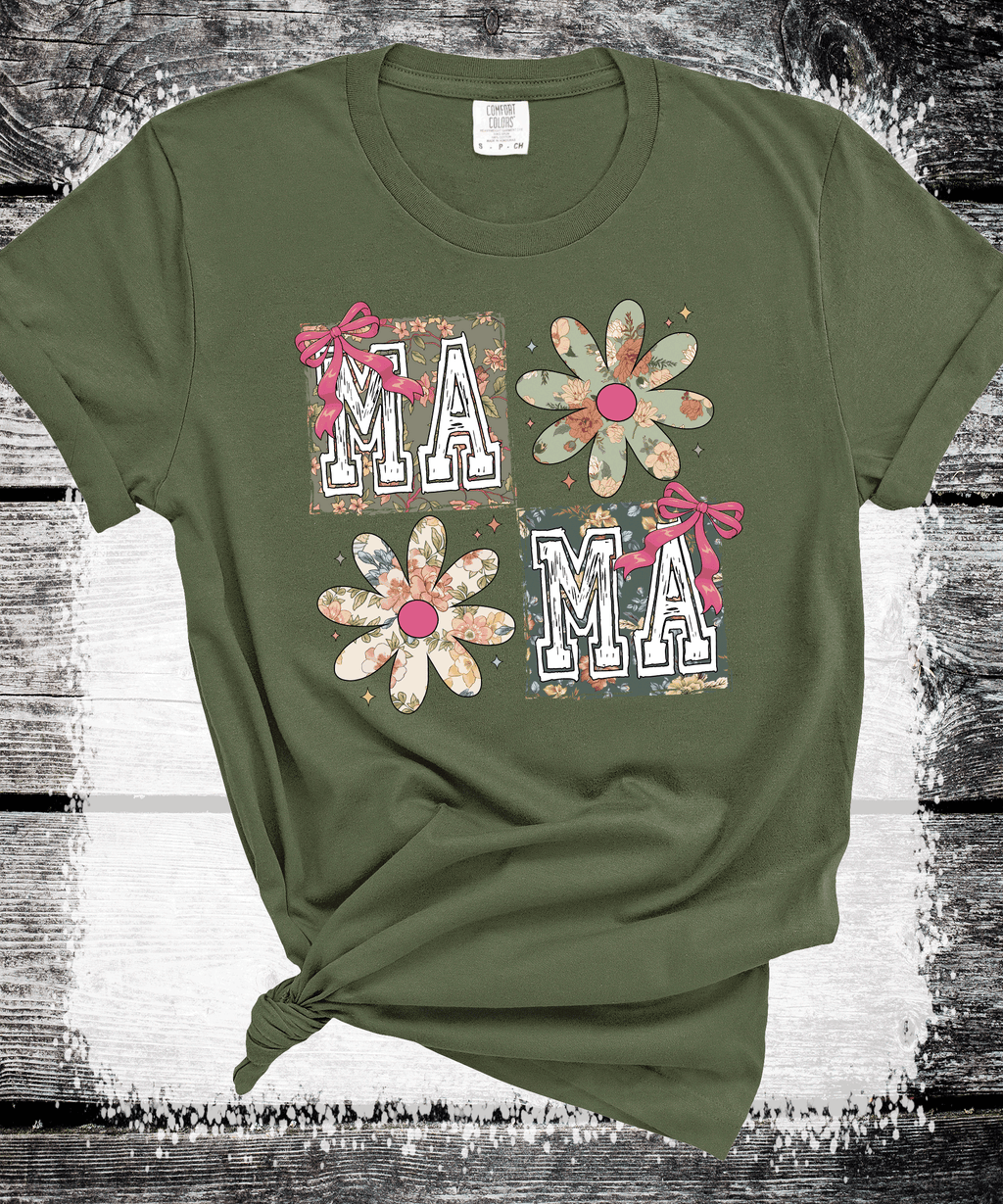 A Blessed Texas Mess Boutique Checker Mama Floral Flowers Coquette Bows Mother's Day — detail shot 7