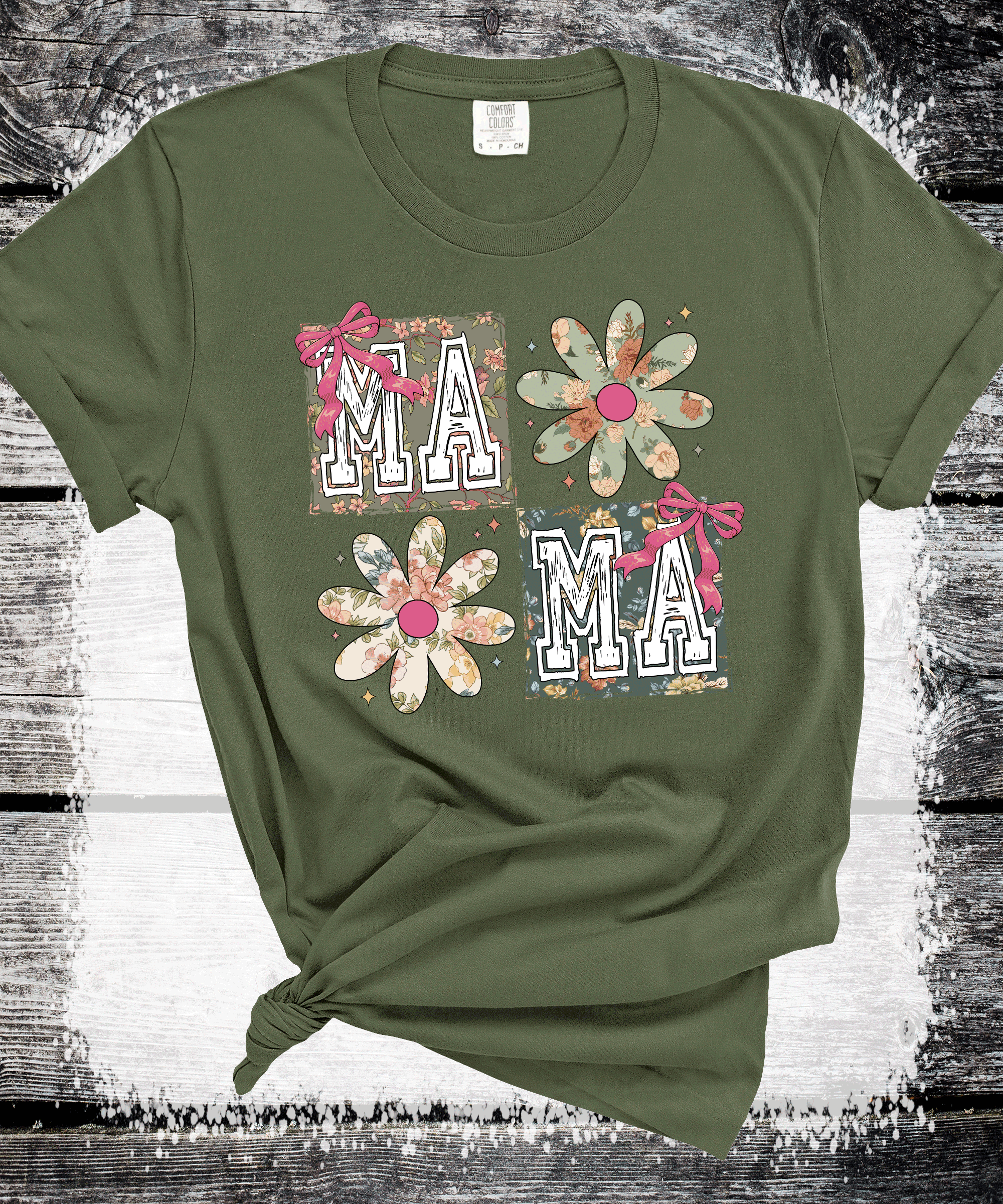 A Blessed Texas Mess Boutique Checker Mama Floral Flowers Coquette Bows Mother's Day — detail shot 7