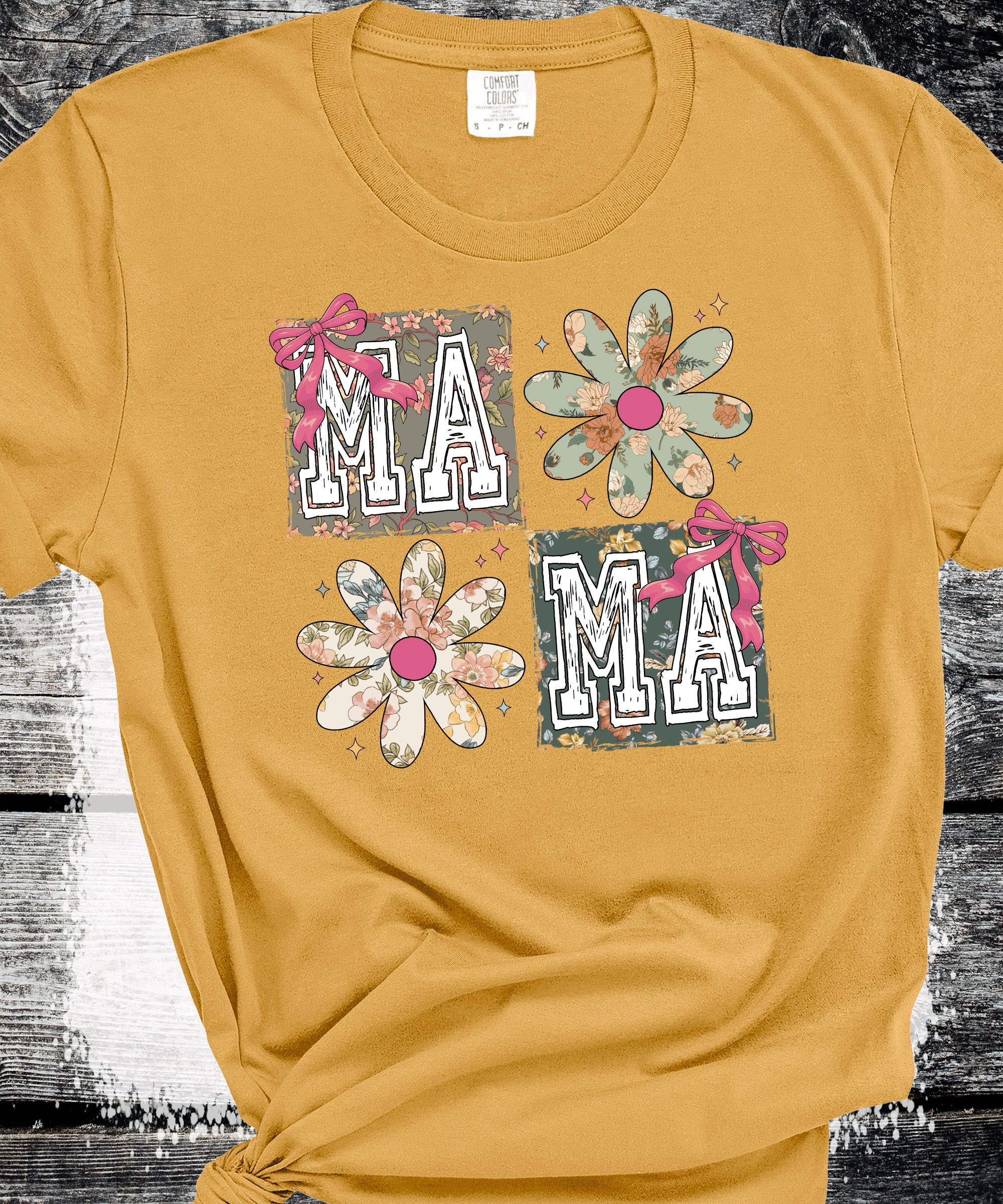 A Blessed Texas Mess Boutique Checker Mama Floral Flowers Coquette Bows Mother's Day — detail shot 8