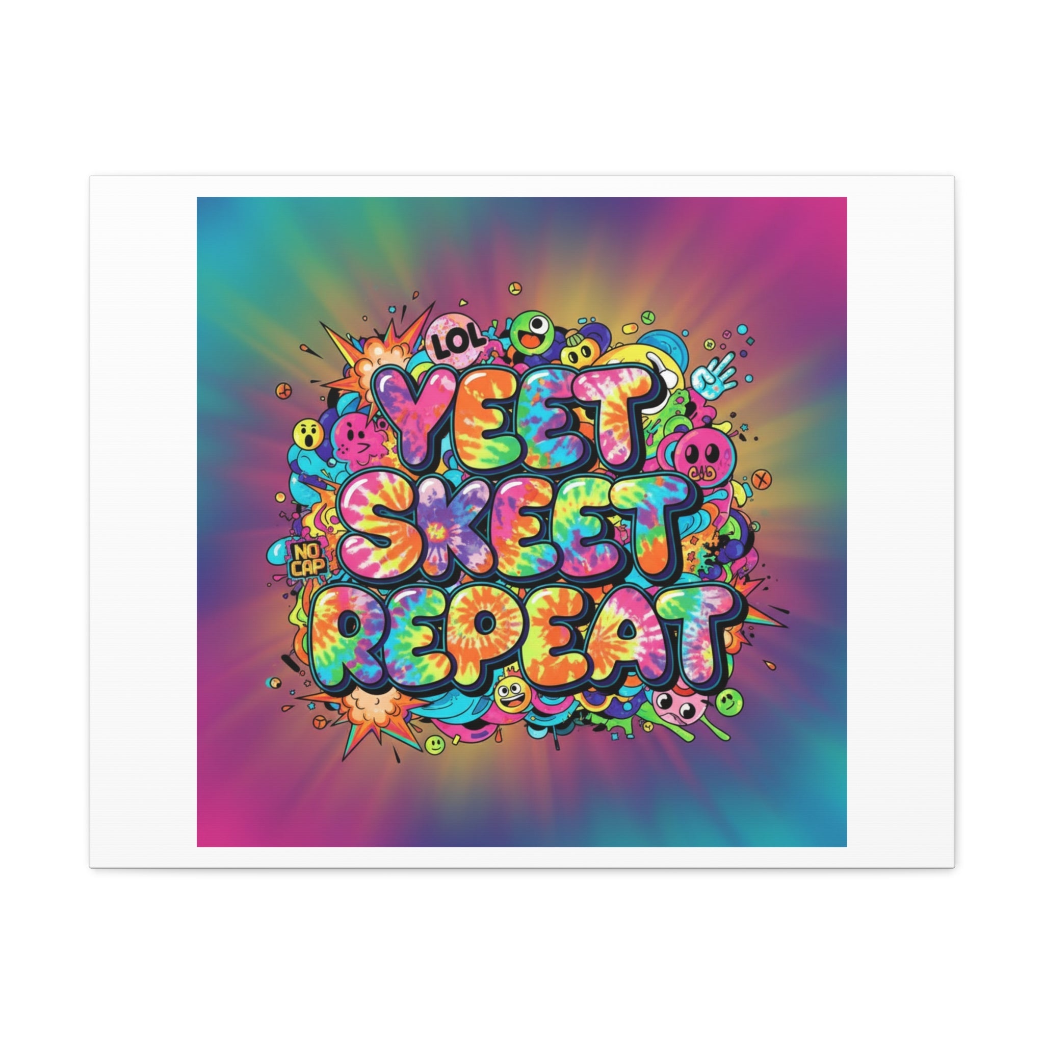 Yeet Skeet Repeat Canvas | Slogan & Glitch Graphic, Meme Phrase Wall Art