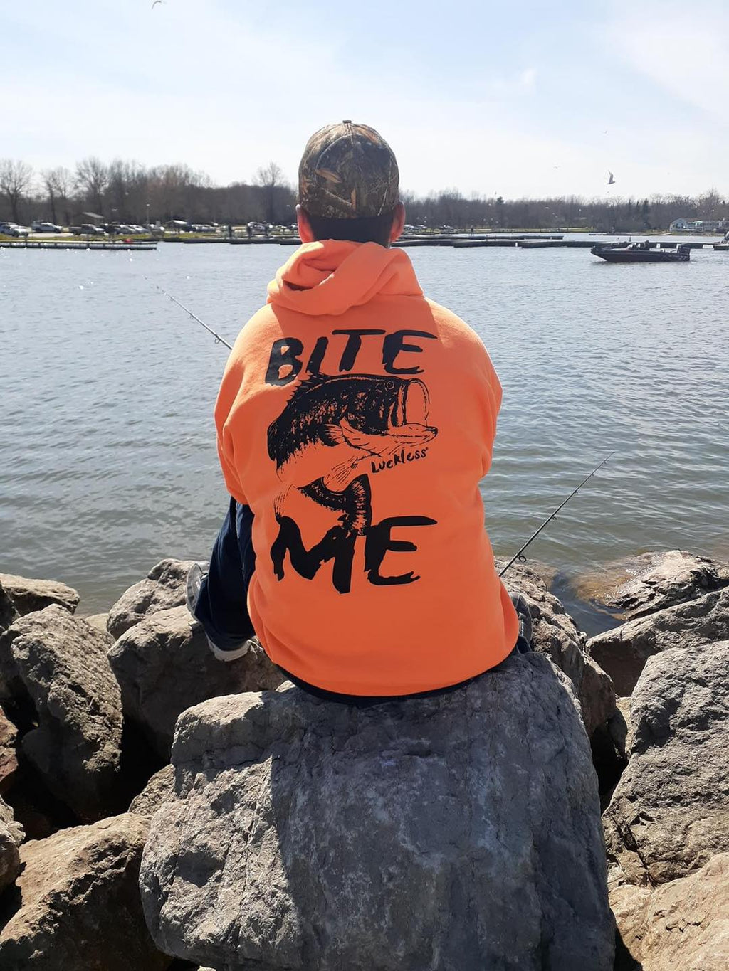 Luckless Outfitters Bite Me Hoodie — detail close-up