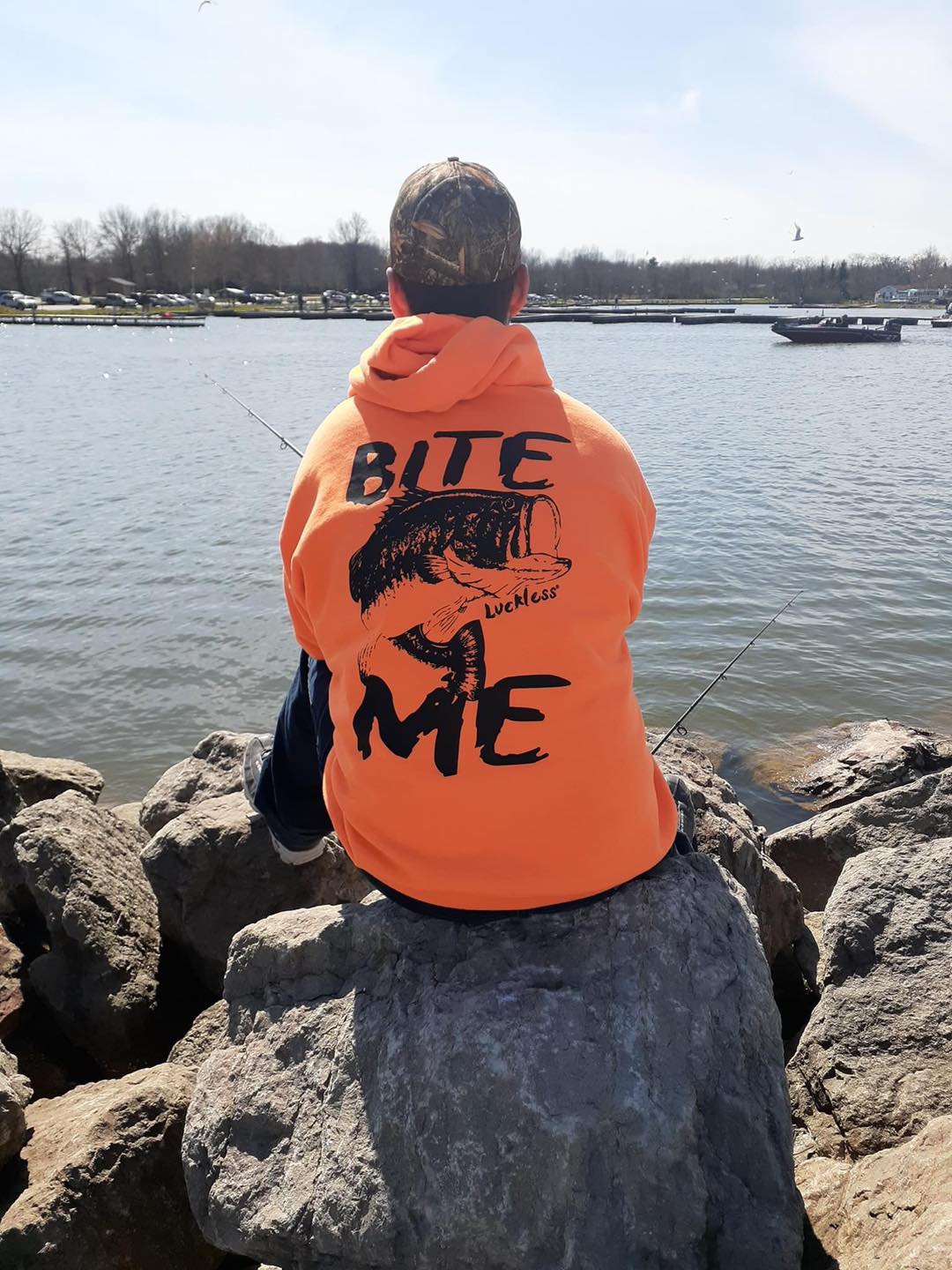 Luckless Outfitters Bite Me Hoodie — detail close-up