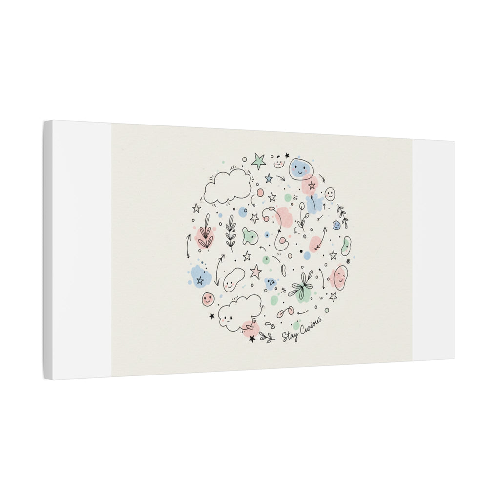 Doodle Circle Line Drawing Matte Canvas, Hand-Drawn Sketch Art