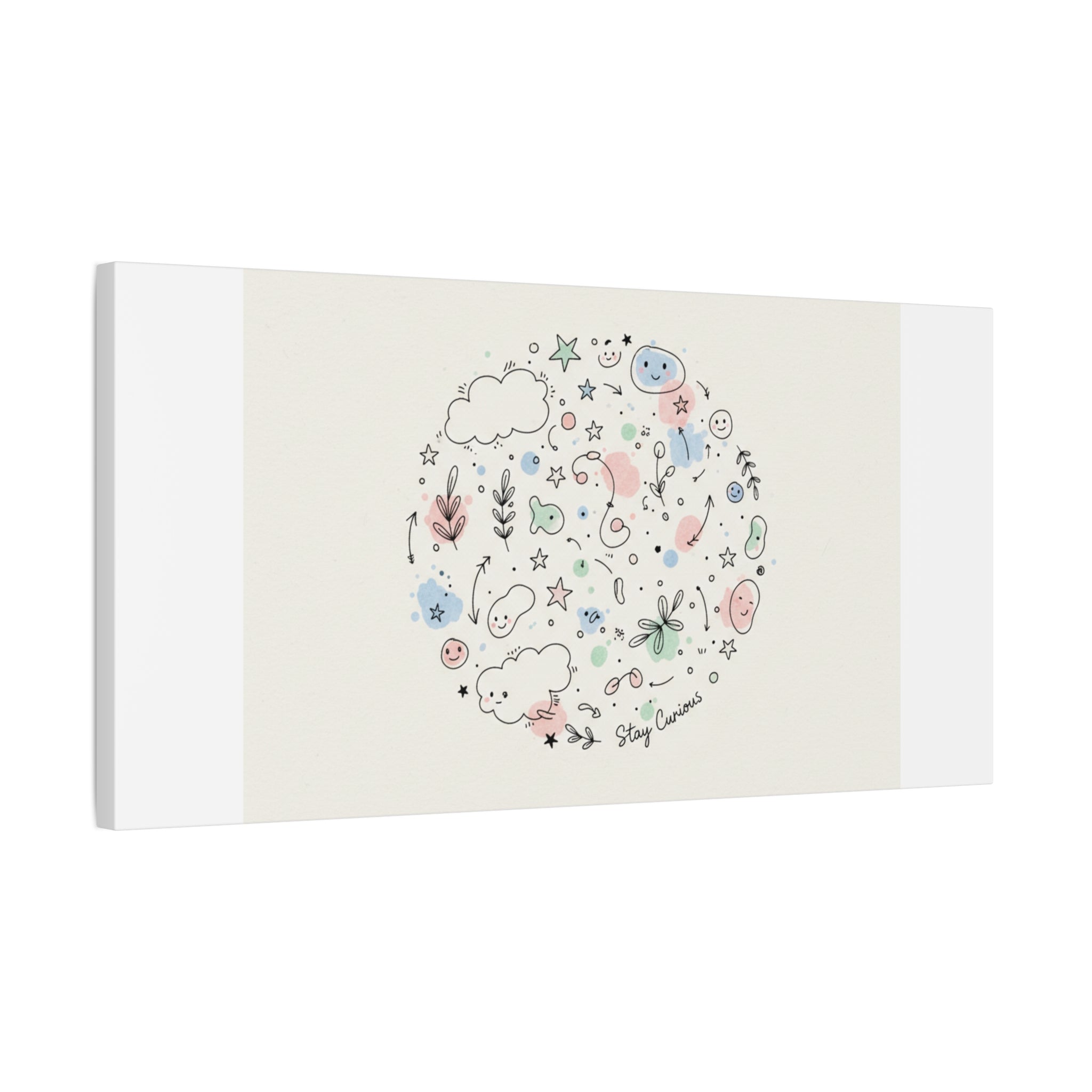 Doodle Circle Line Drawing Matte Canvas, Hand-Drawn Sketch Art