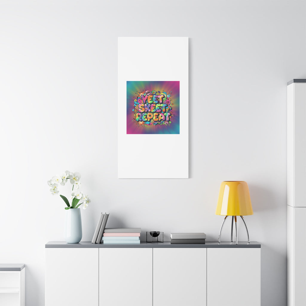 Yeet Skeet Repeat Canvas | Slogan & Glitch Graphic, Meme Phrase Wall Art