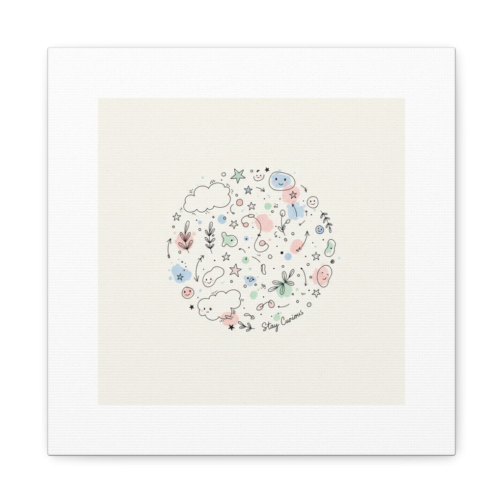 Doodle Circle Line Drawing Matte Canvas, Hand-Drawn Sketch Art