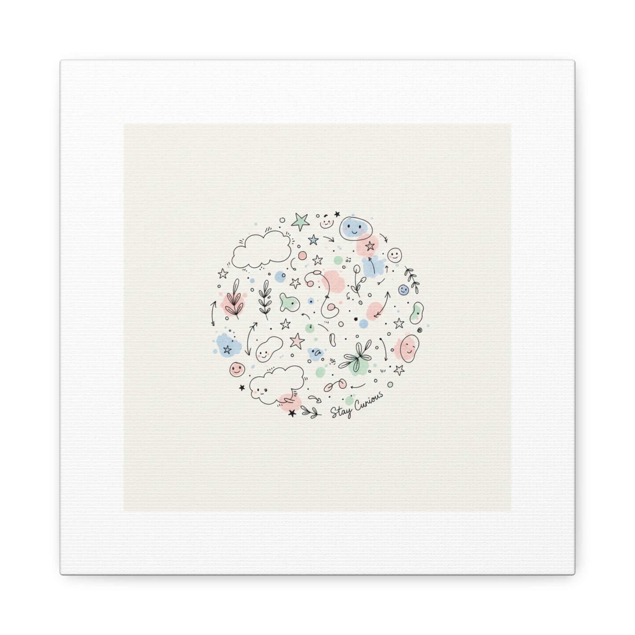 Doodle Circle Line Drawing Matte Canvas, Hand-Drawn Sketch Art