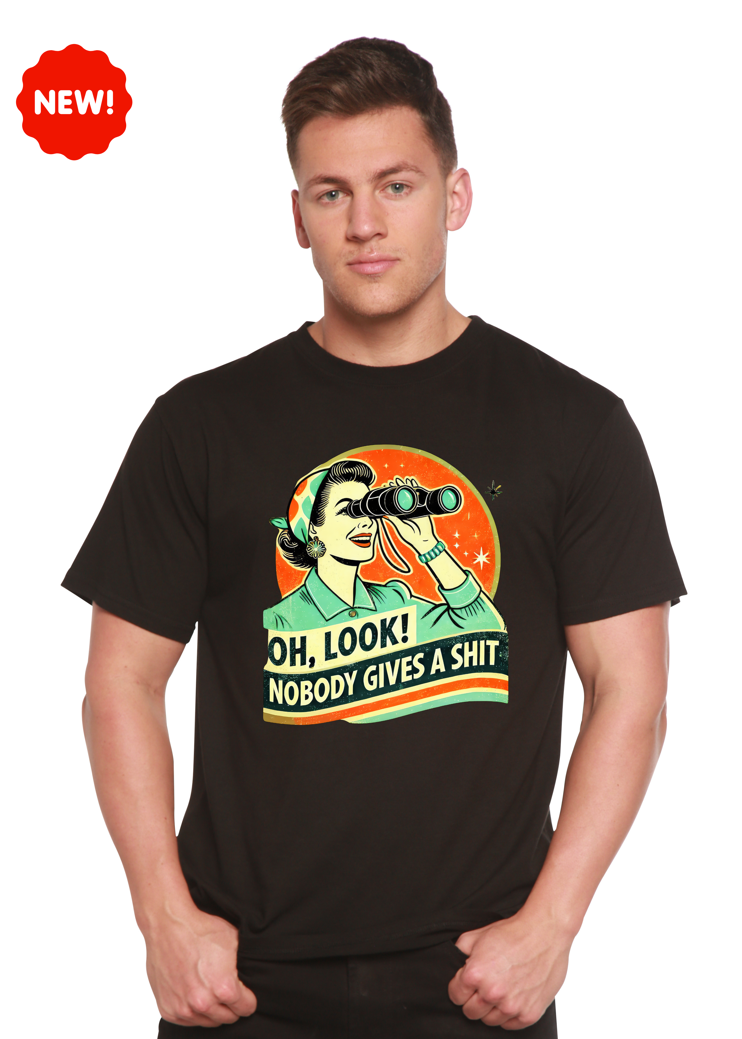 Spun Bamboo Funny Retro Woman Unisex Bamboo/Cotton Graphic T-Shirt — main product shot